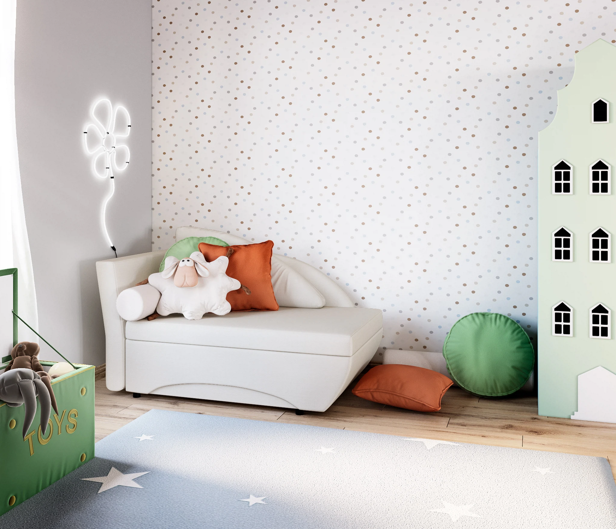 Изображение товара Кушетка Трио с бельевым ящиком и мягким наполнением