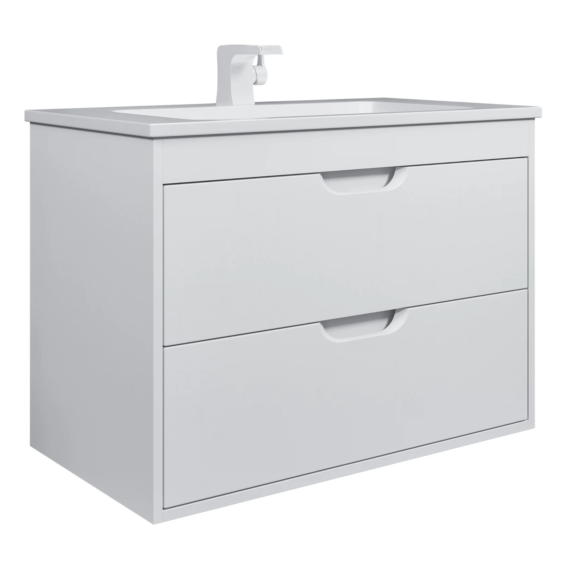 Изображение товара Тумба с раковиной для ванной подвесная Uperwood Modul 77х45х57 см, белая матовая