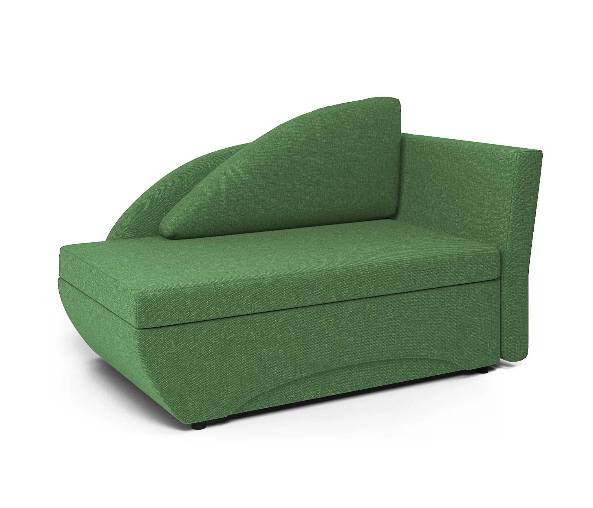 Изображение товара Кушетка Трио правый рогожка зеленый с бельевым ящиком и механизмом еврокнижка