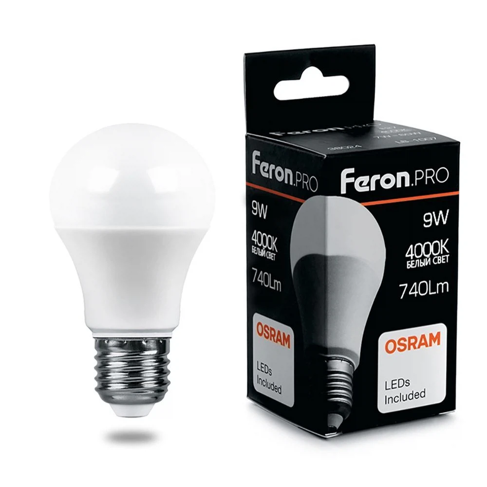 Изображение товара Лампа светодиодная Feron.PRO LB-1009 Шар E27 9W 175-265V 4000K Изображение товара Лампа светодиодная Feron.PRO LB-1009 Шар E27 9W 175-265V 4000K