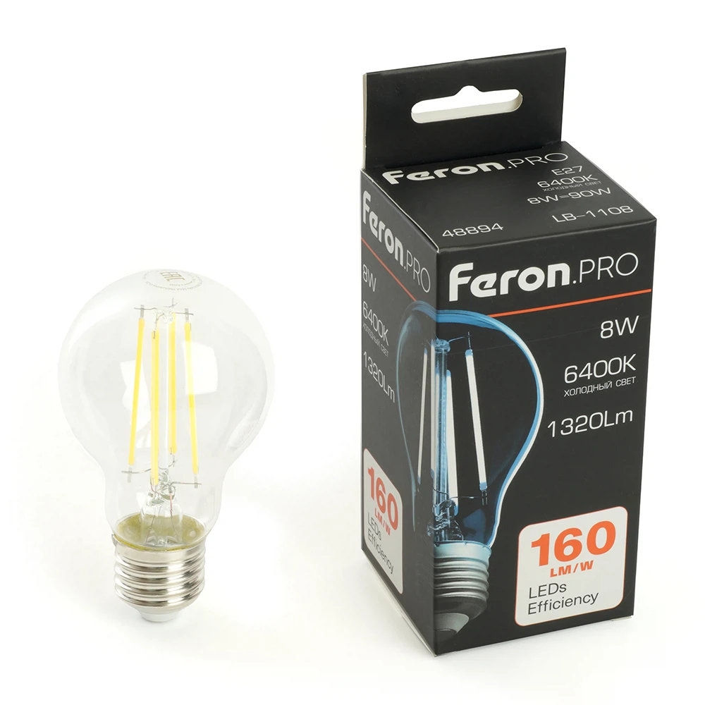 Изображение товара Лампа светодиодная Feron.PRO LB-1108 Шар E27 1320LM 8W 175-265V 6400K