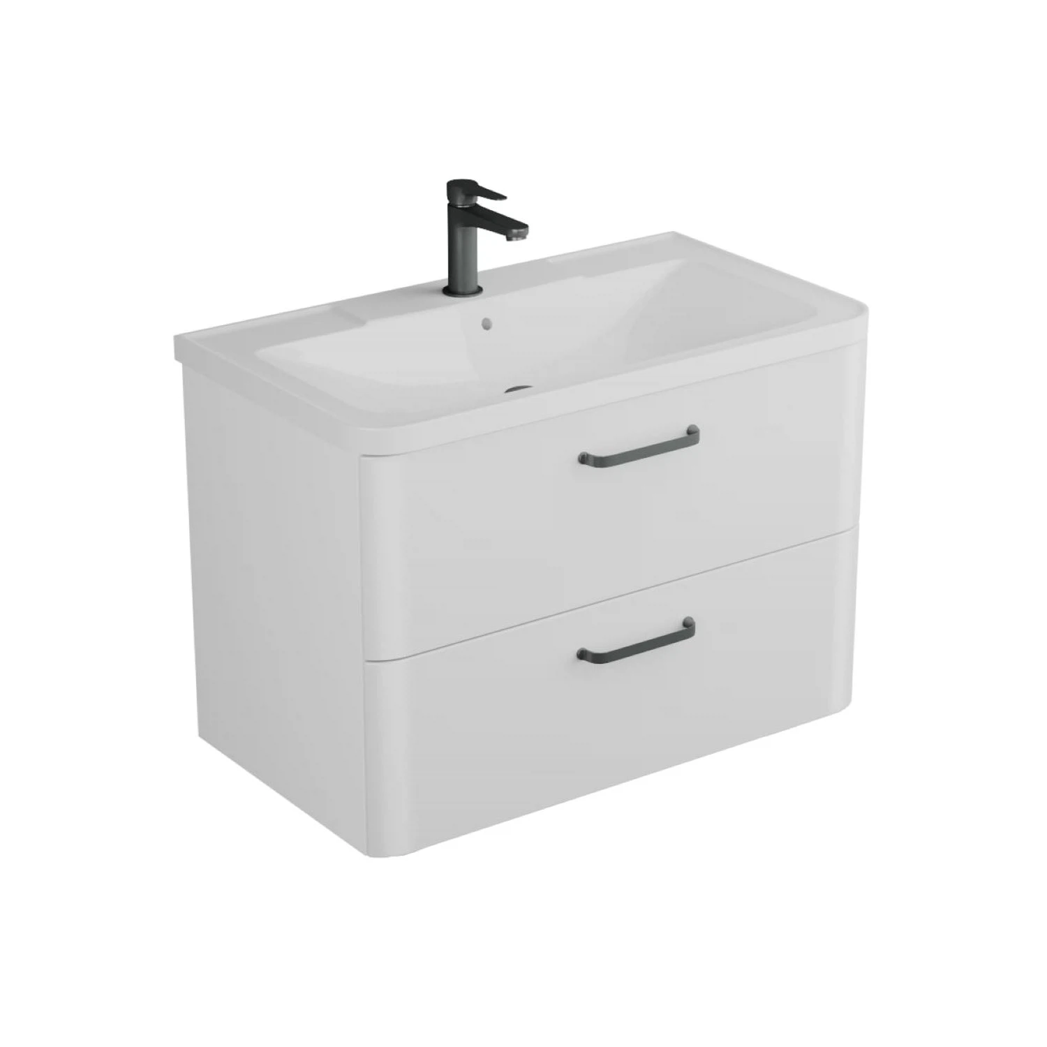 Изображение товара Тумба с раковиной Veneciana Tibr белая 44,7х77,9 см подвесная с ящиками