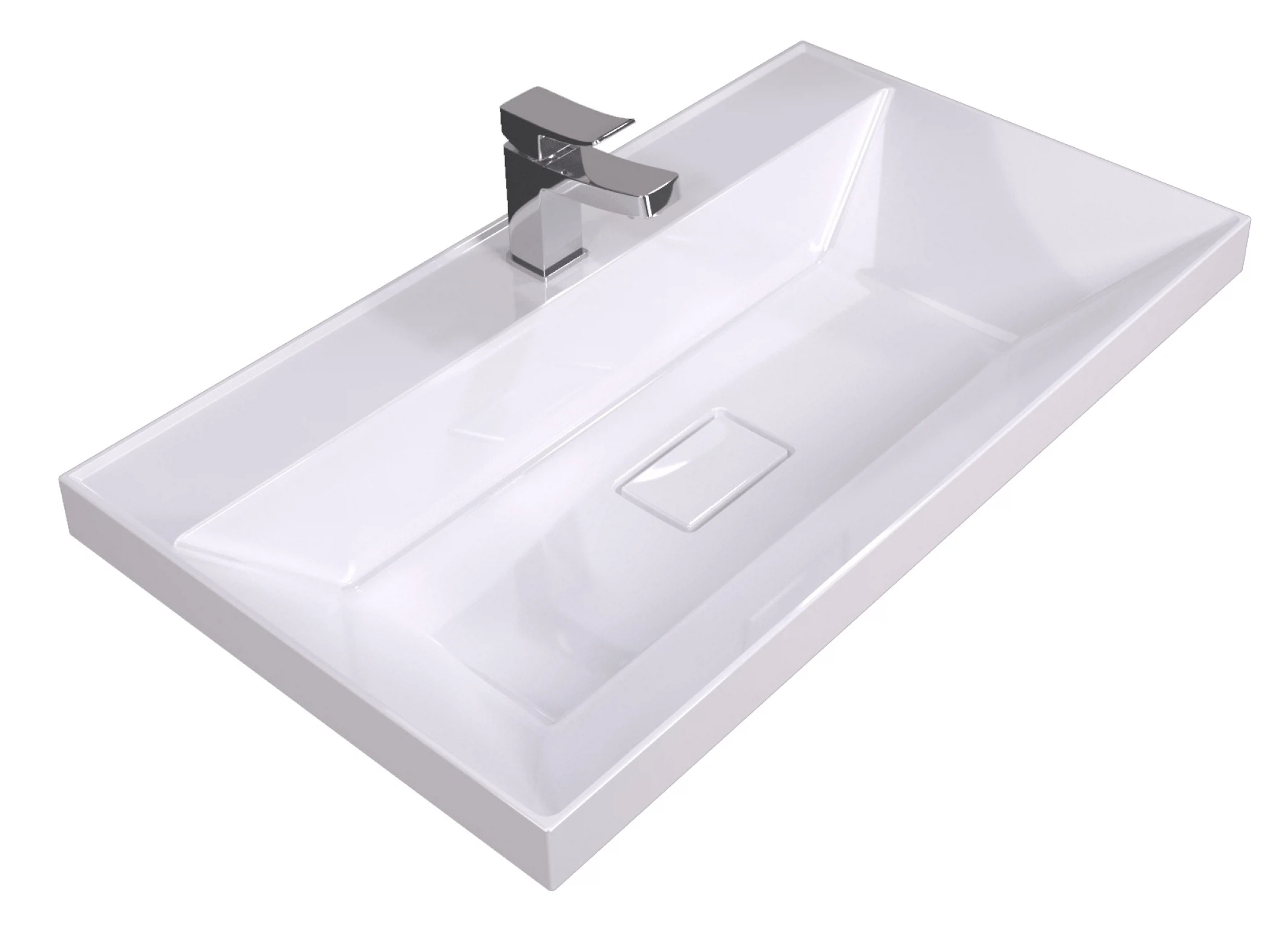 Изображение товара Раковина для ванной Бриз 80, белая, искусственный мрамор, встроенная