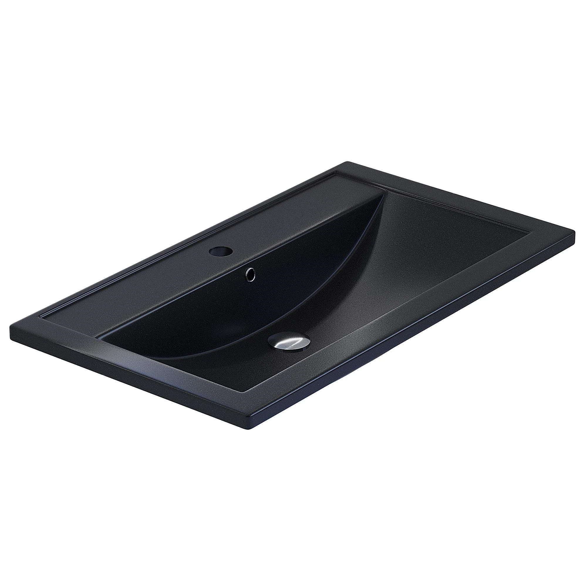 Изображение товара Раковина для ванной кварцевая Uperwood Foster Quartz 80х45,5х17,5 см, черная матовая, космос