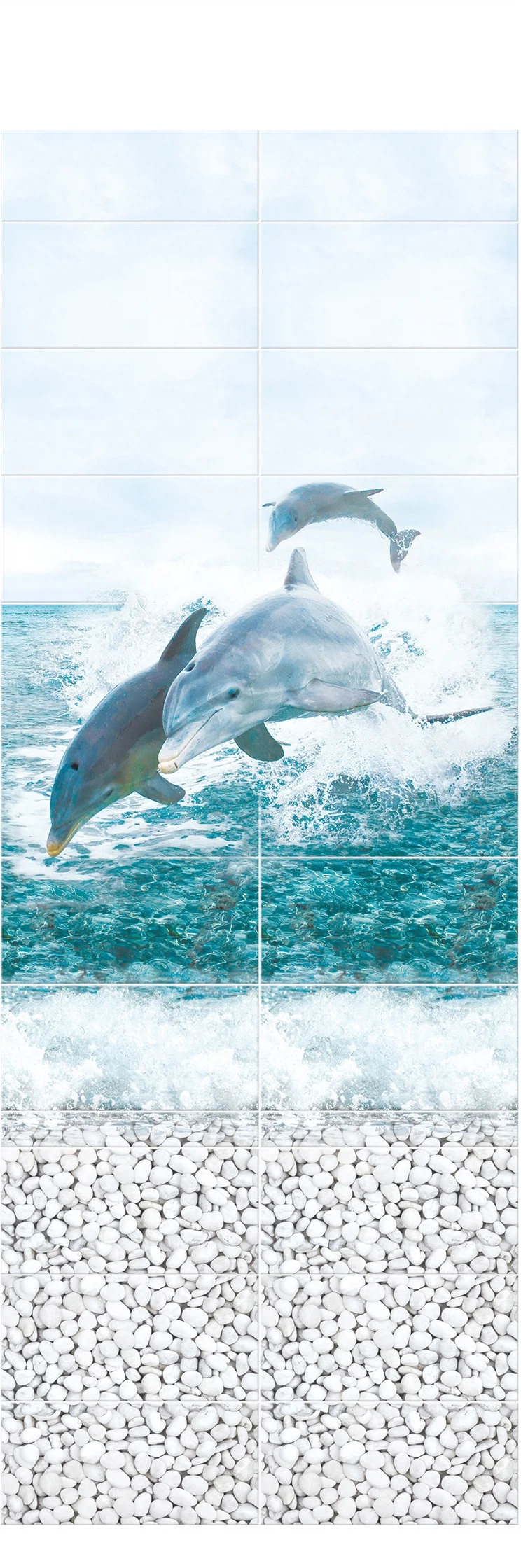 Изображение товара Панель ПВХ PANDA 2700х250х3мм Море дельфины Панно 4шт