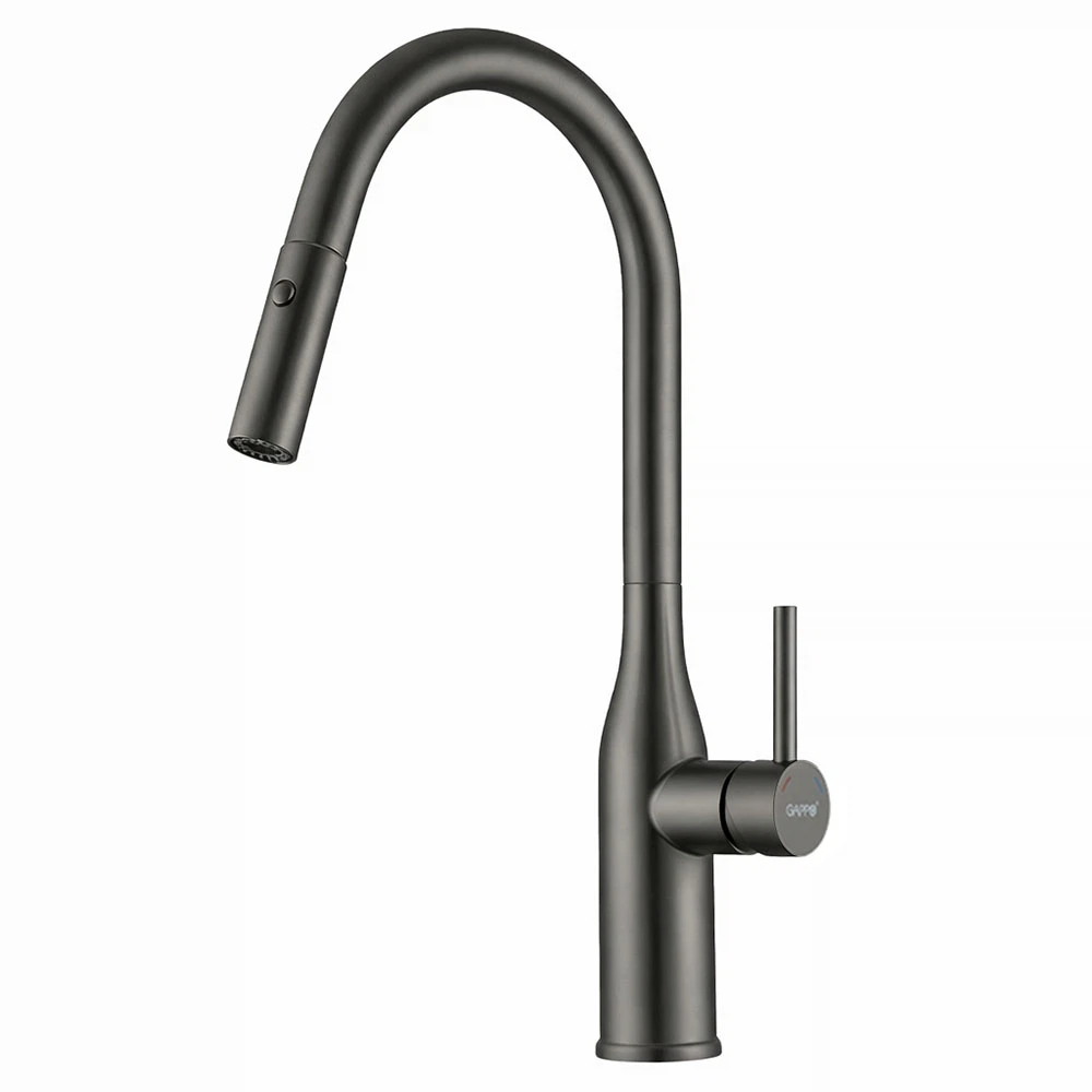 Изображение товара Рычажный смеситель Gappo G4398-41 из оружейной стали с длинным изливом