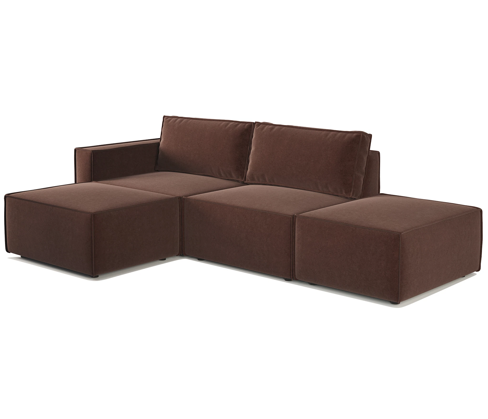 Изображение товара Модульный диван Шарм 25 211х170х70 см из велюра Дрим шоколад