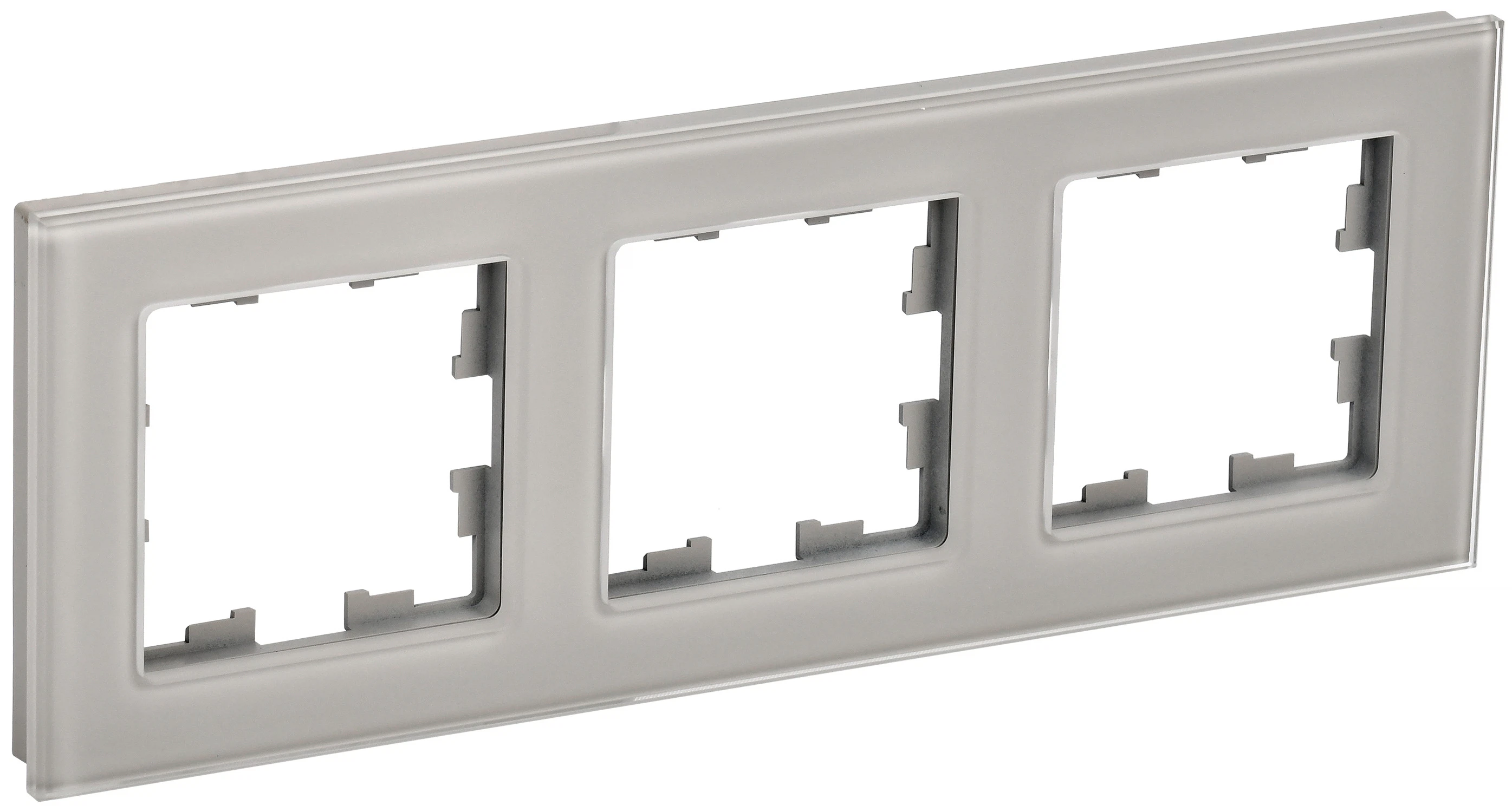 Изображение товара Рамка IEK BRITE DECOR Дымчатый глянец стекло 3-м РУ-3-2-БрД.