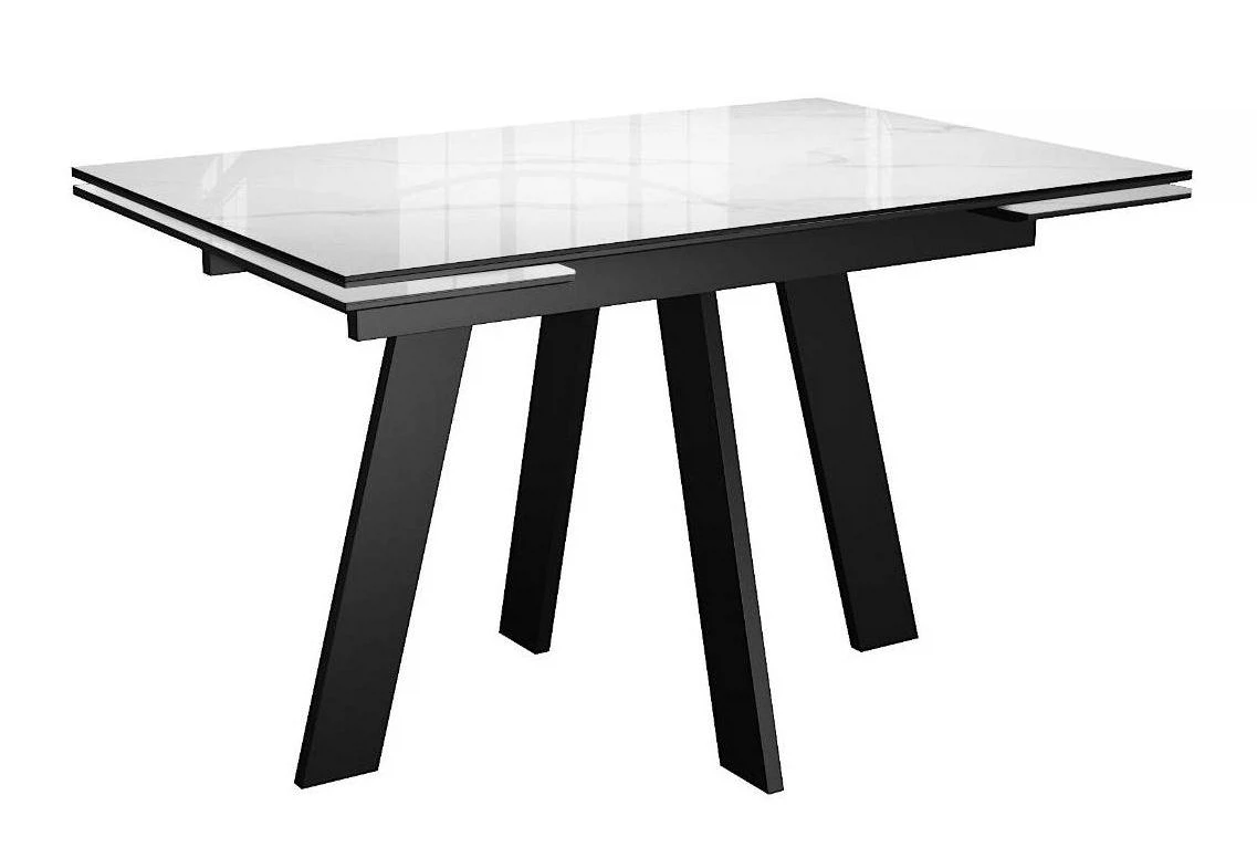 Изображение товара Стол DikLine SKM120 Керамика Carrara Gloss белый глянец, раскладной, металл
