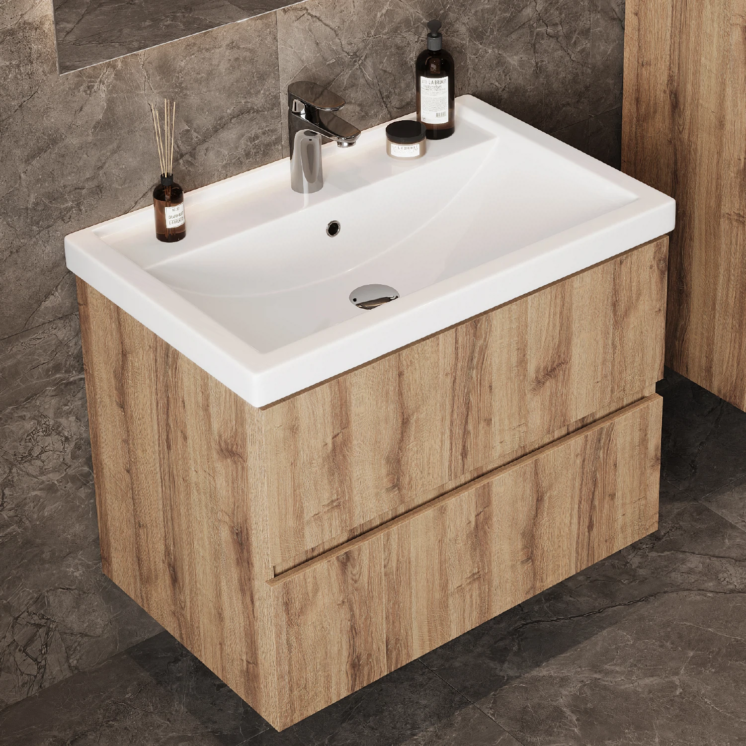 Изображение товара Тумба Onika Дарон 80 подвесная, дуб крафт золотой (ум. Фостер 80)