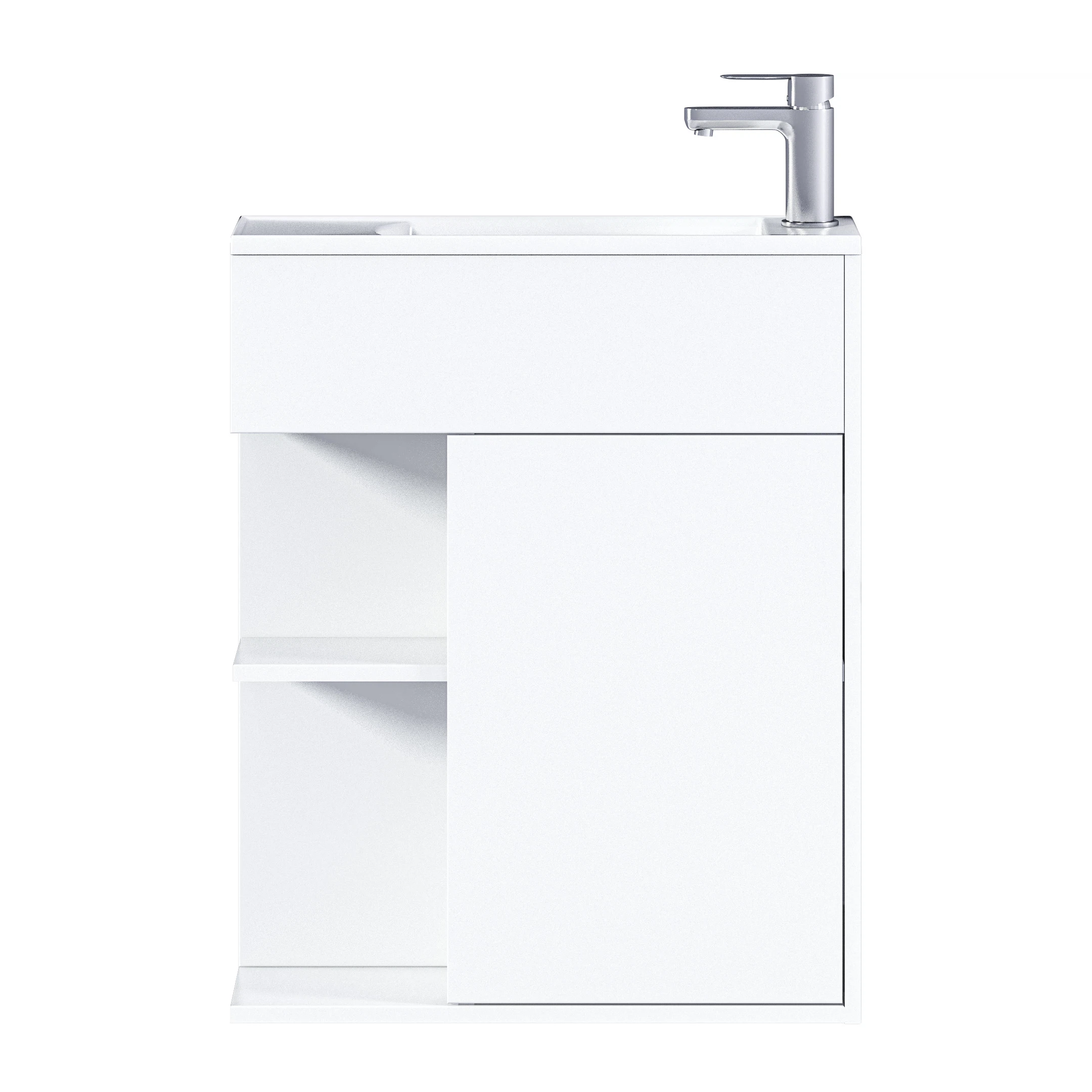Изображение товара Тумба с раковиной в ванную 1Marka Stretto 60 см Подвесная цвет Белый глянец У94717