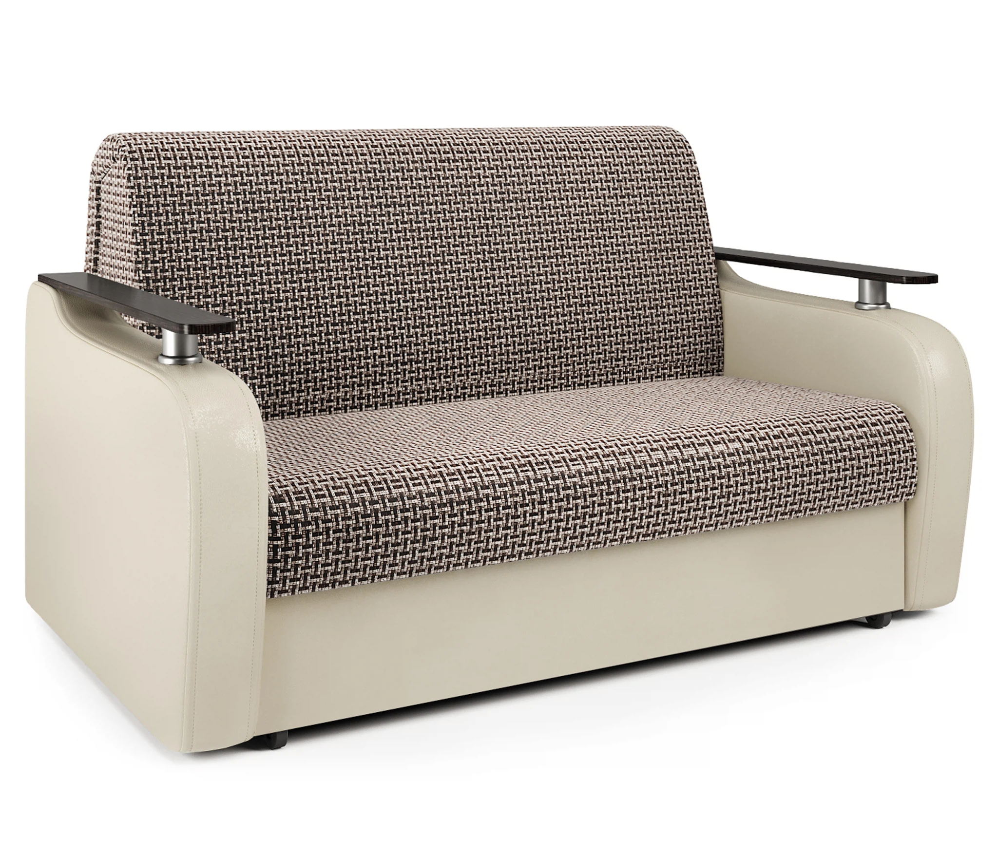 Изображение товара Диван аккордеон Гранд Д 120 Корфу коричневый и экокожа беж 144x110x95 см