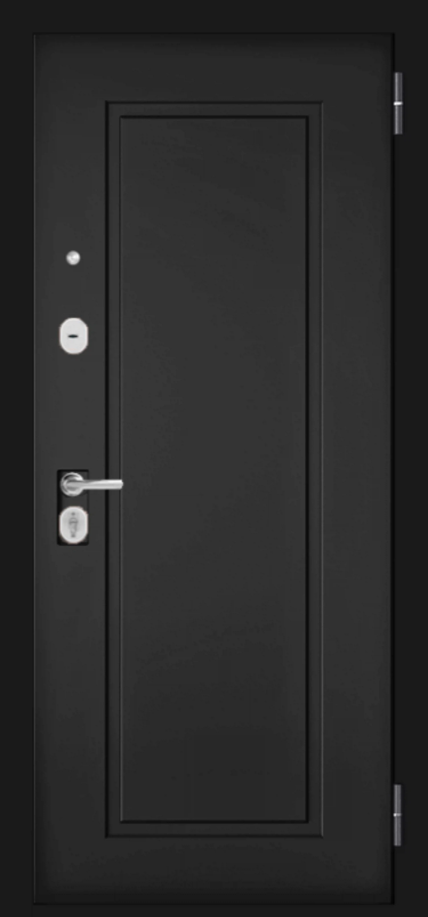 Изображение товара Стандарт 90 PP Правая, Антрацит букле (порог), МДФ Черный матовый, 9ED-0, МДФ Эмаль белоснежная, 9ED-0, 2050, 960, Задвижка, Черная