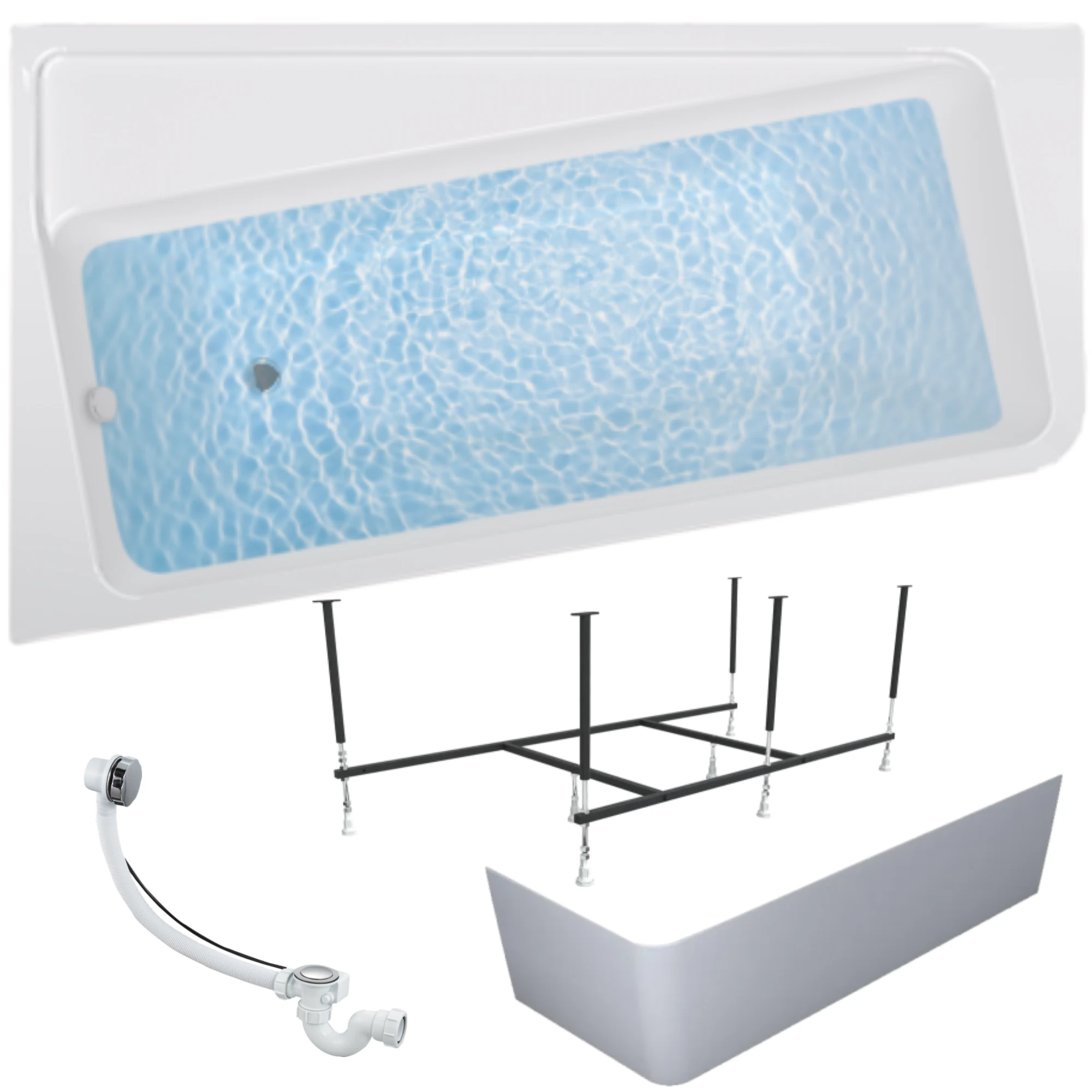 Изображение товара Ванна акриловая 1MARKA DIRECT 170х100 набор 4в1:ванна левая, панель, рама, слив-перелив 01дир1710лкп