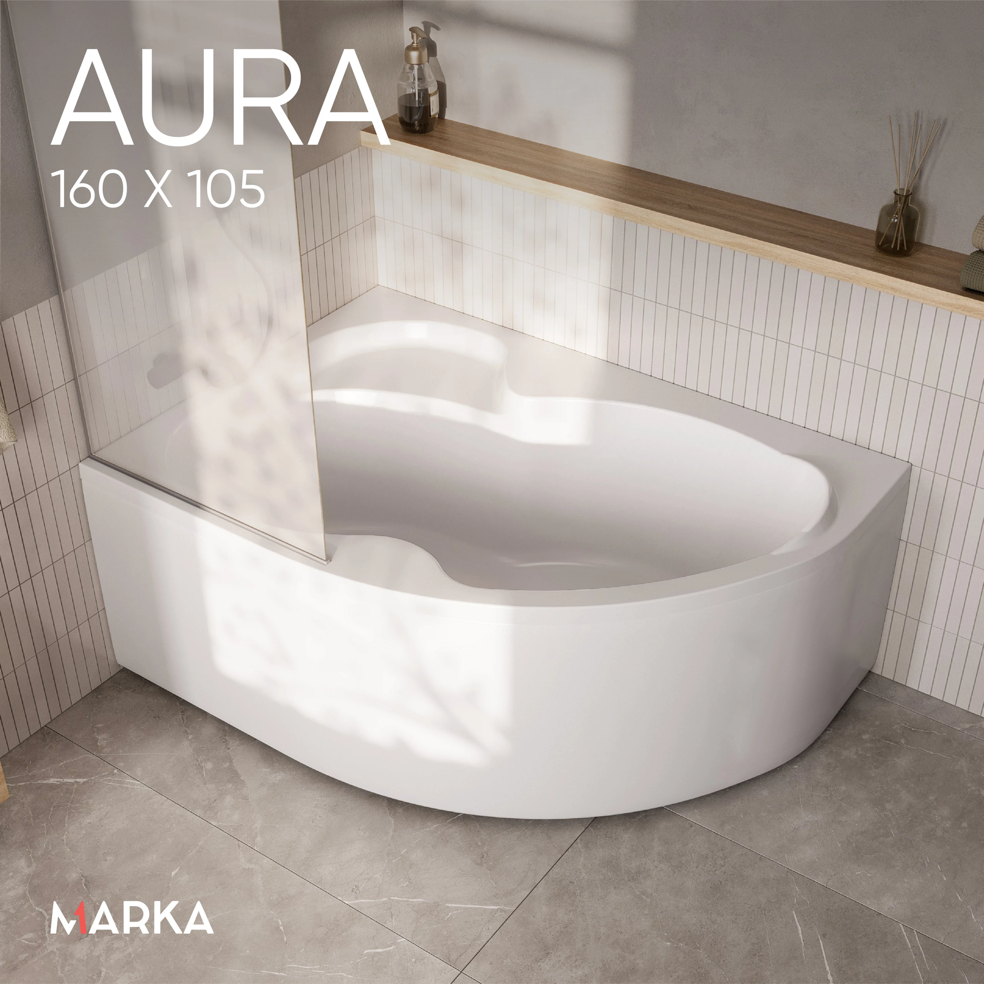 Изображение товара Акриловая ванна Marka One AURA 160x105 асимметричная левая
