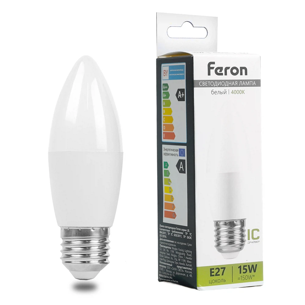 Изображение товара Лампа светодиодная Feron LB-980 Свеча E27 15W 4000K Изображение товара Лампа светодиодная Feron LB-980 Свеча E27 15W 4000K