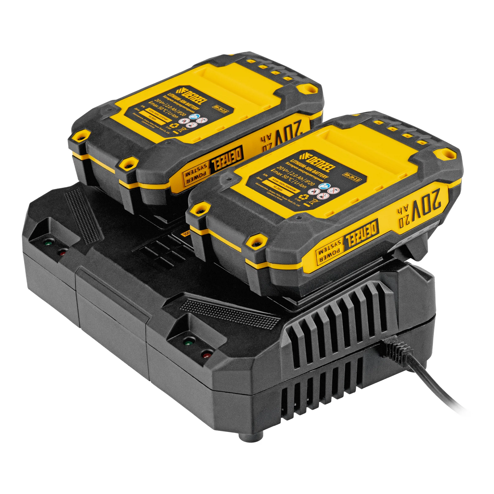 Изображение товара Зарядное устройство Denzel BCH-20-4.0x2 для аккумуляторов 20 В двухпортовое