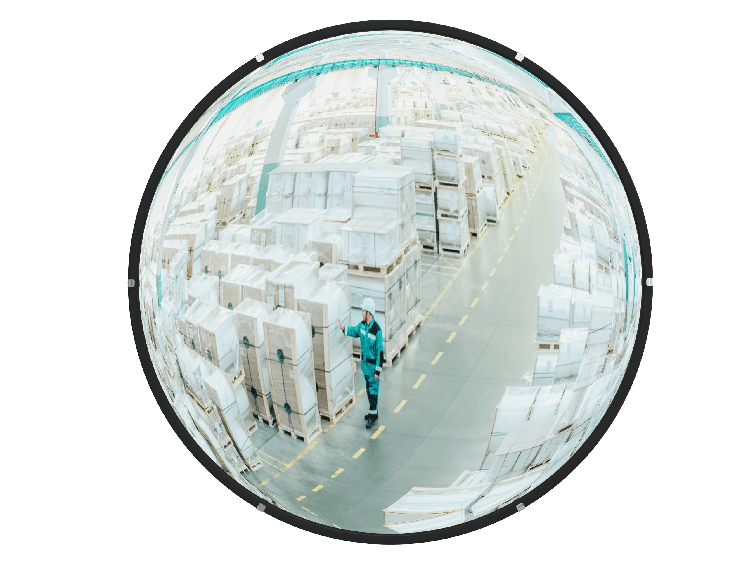 Изображение товара Универсальное сферическое выпуклое зеркало d-600 мм для безопасности дорог и помещений