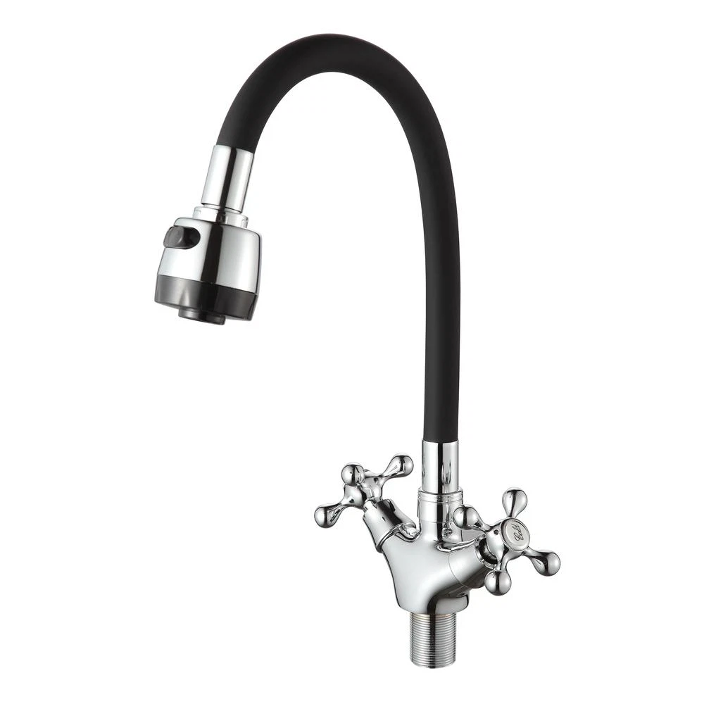 Изображение товара Смеситель для кухни с гибким изливом D-Lin D153810-1T, хром/черный Изображение товара Смеситель для кухни с гибким изливом D-Lin D153810-1T, хром/черный