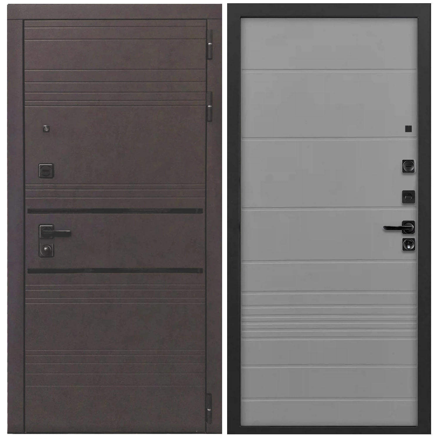 Изображение товара Дверь входная L-43 860*2050 левая бетон графит и ясень грей с замками