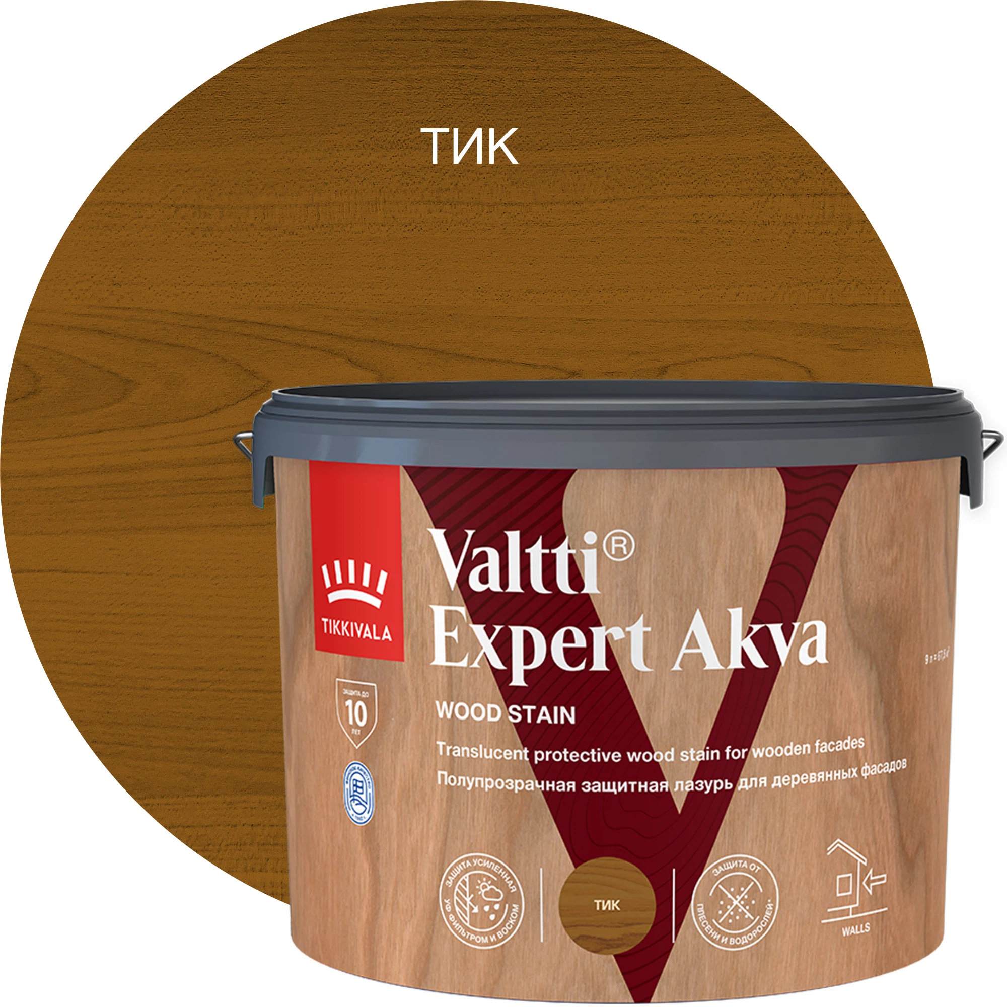 Изображение товара Лазурь высокоэффективная защитная TIKKURILA VALTTI EXPERT AKVA, полуматовая, тик (9л) Изображение товара Лазурь высокоэффективная защитная TIKKURILA VALTTI EXPERT AKVA, полуматовая, тик (9л)