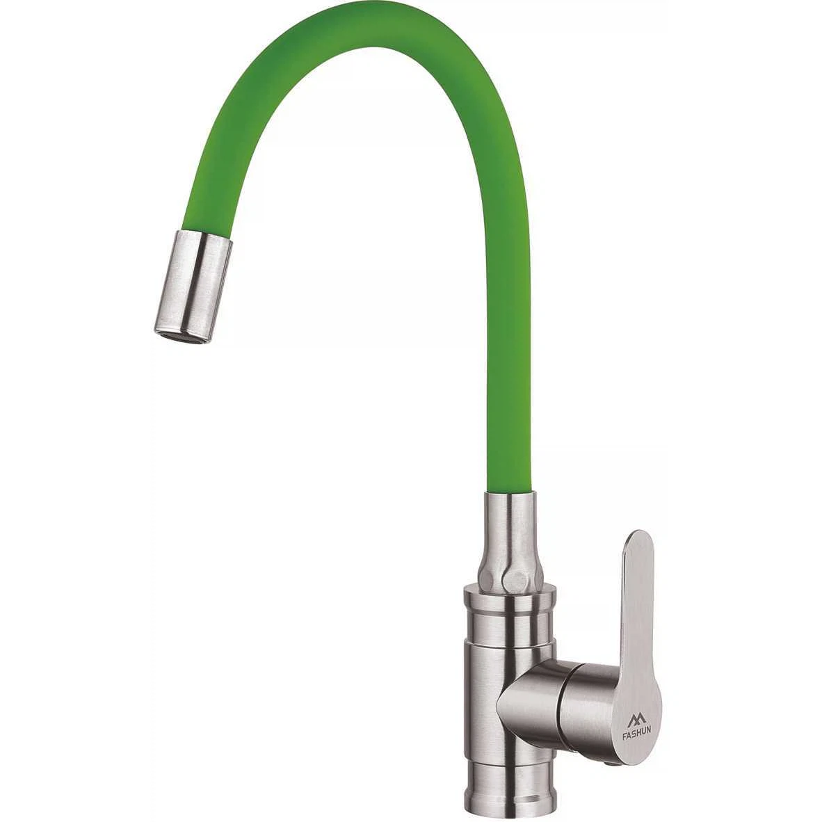 Изображение товара Смеситель для кухни с гибким изливом FASHUN A54401-6, сатин/зеленый
