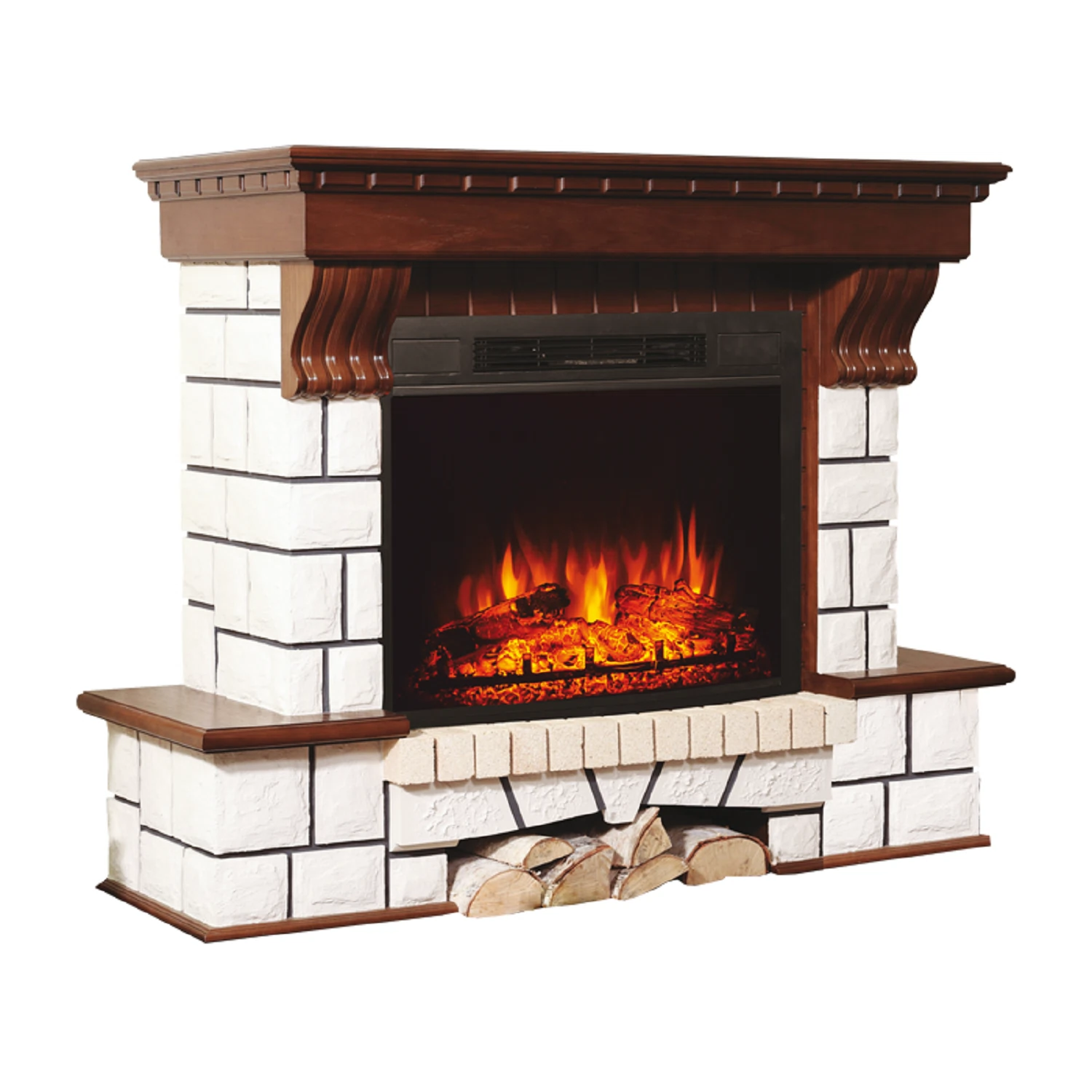 Изображение товара Электрический портал для камина с эффектом пламени и звуком, темный дуб