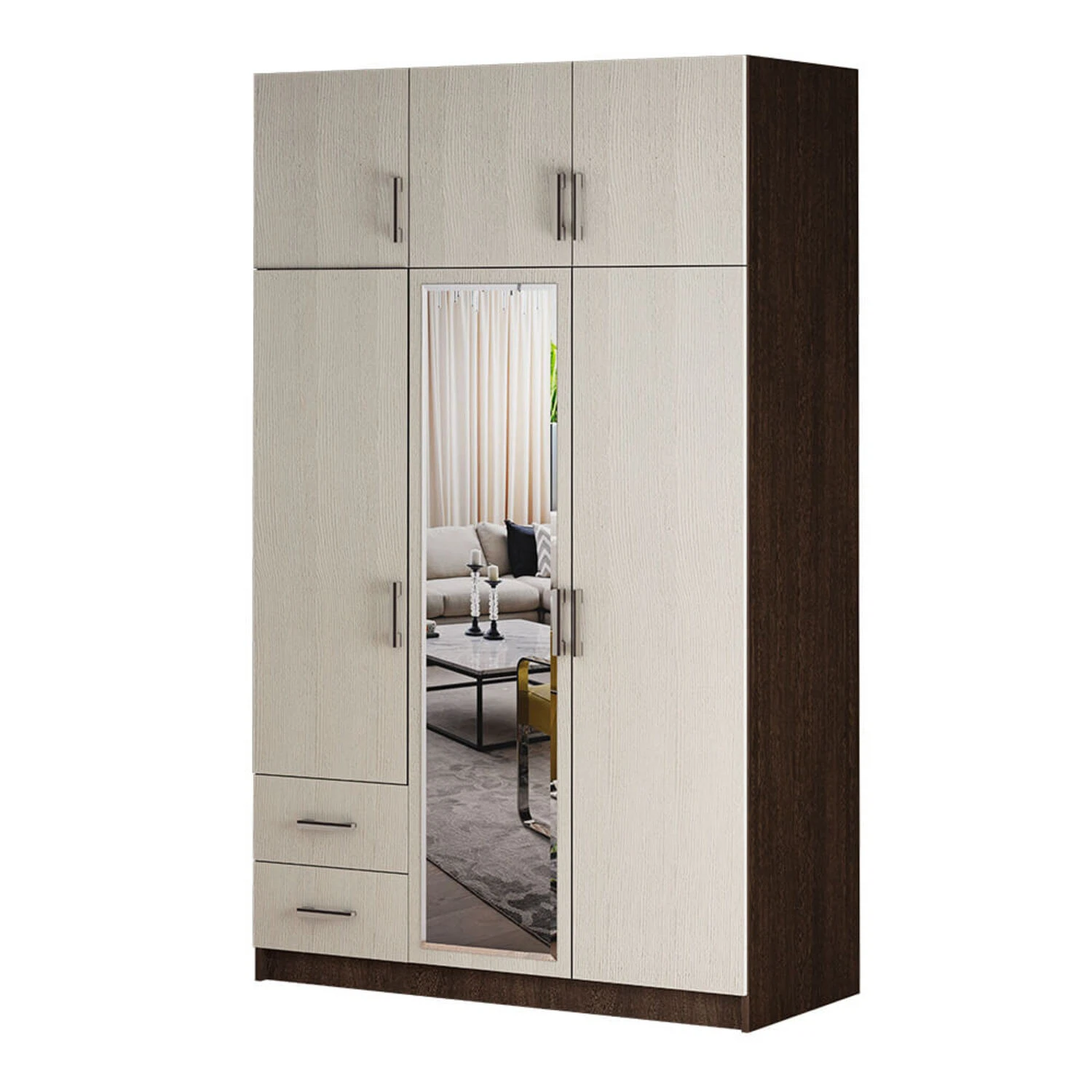 Изображение товара Шкаф 3-х створчатый с ящиками BTS в цвете венге, артикул Т0018318, размер 59*129*210