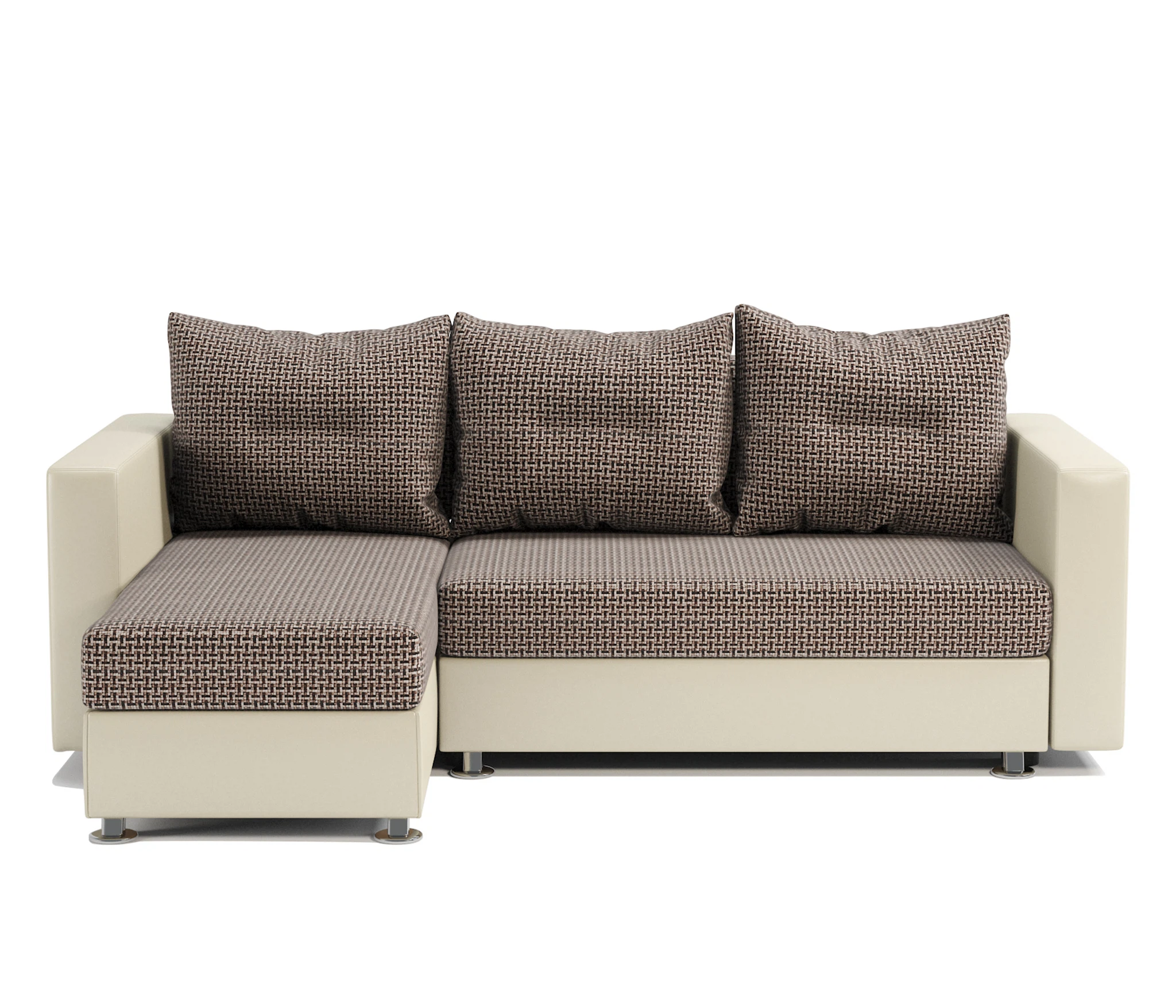 Изображение товара Угловой диван Ария левый Корфу коричневый и экокожа беж