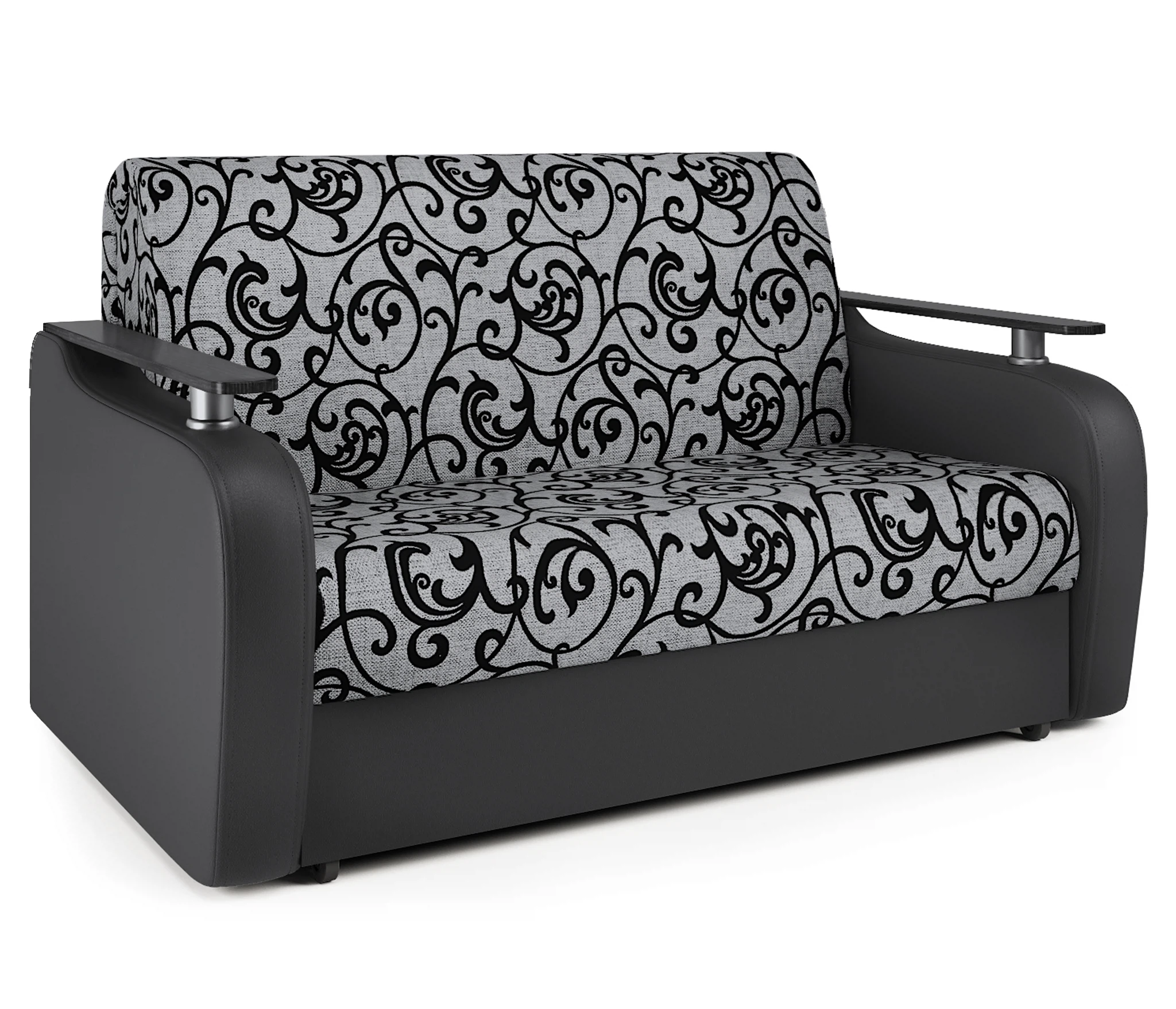 Изображение товара Диван аккордеон Гранд Д 140 экокожа черная и узоры