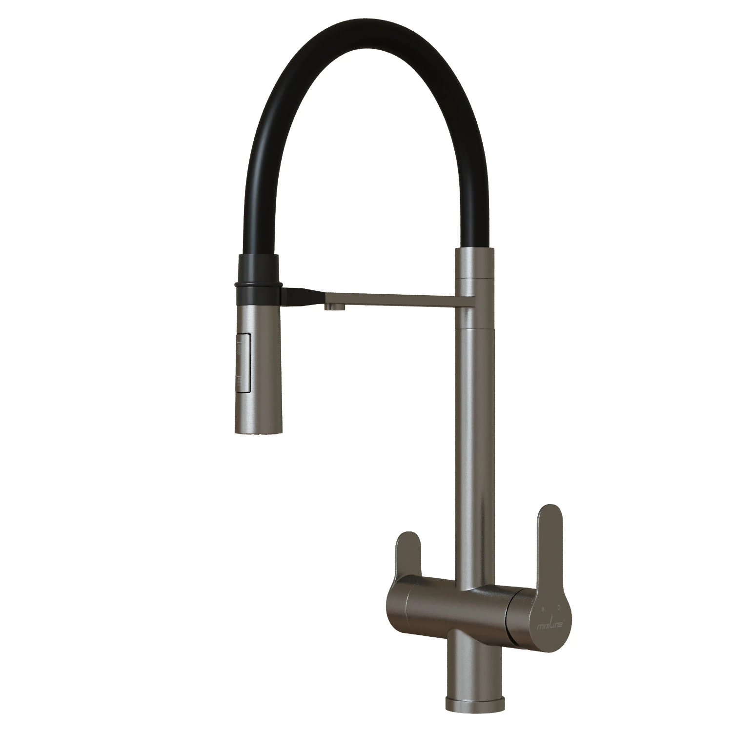 Изображение товара Смеситель для кухни 35k MIXLINE MLSS-0401 черный гибкий излив магнит подкл.к фильтру