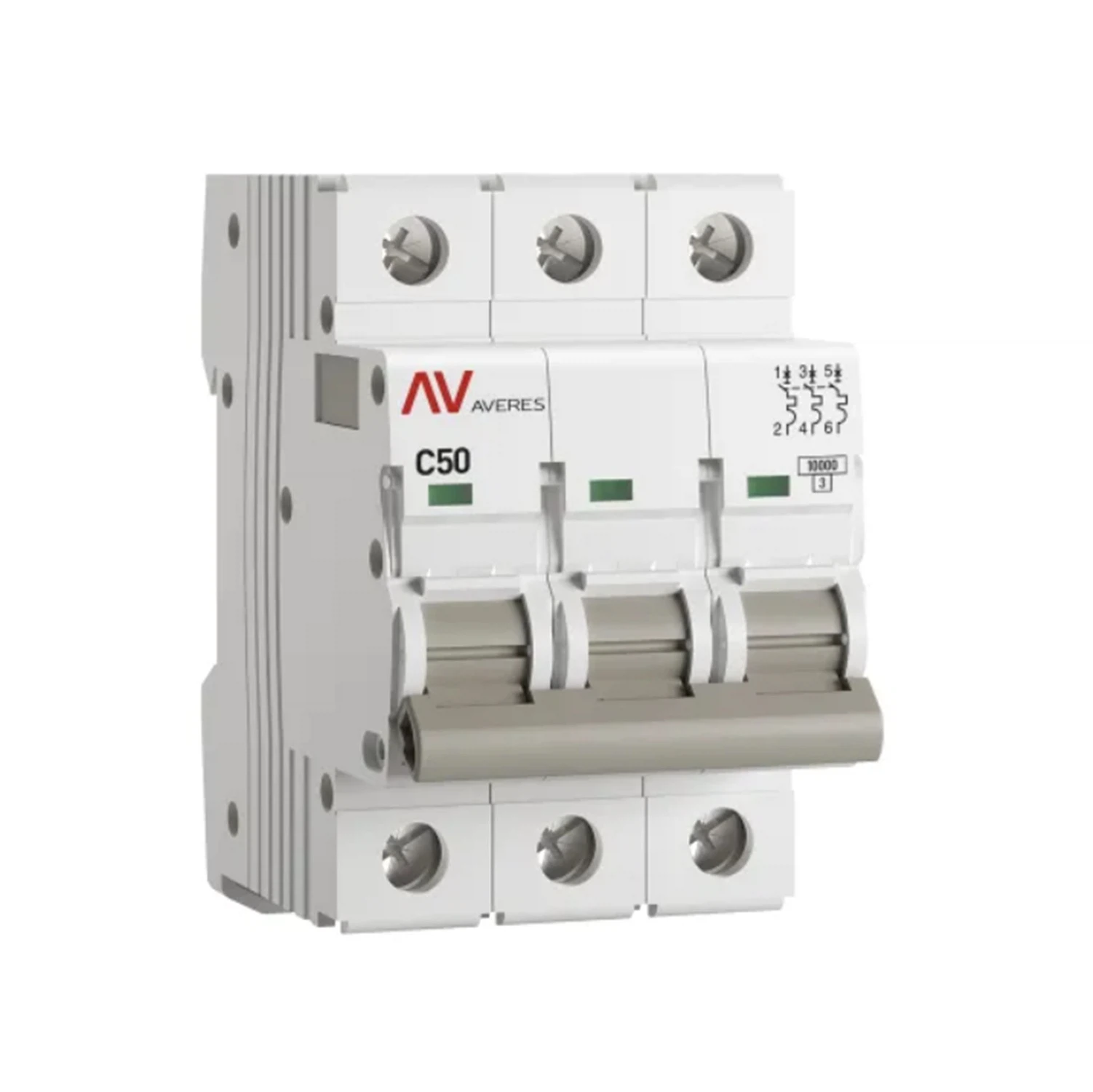 Изображение товара Автоматический выключатель EKF Averes AV-10 (С) 3P 50А 10kA
