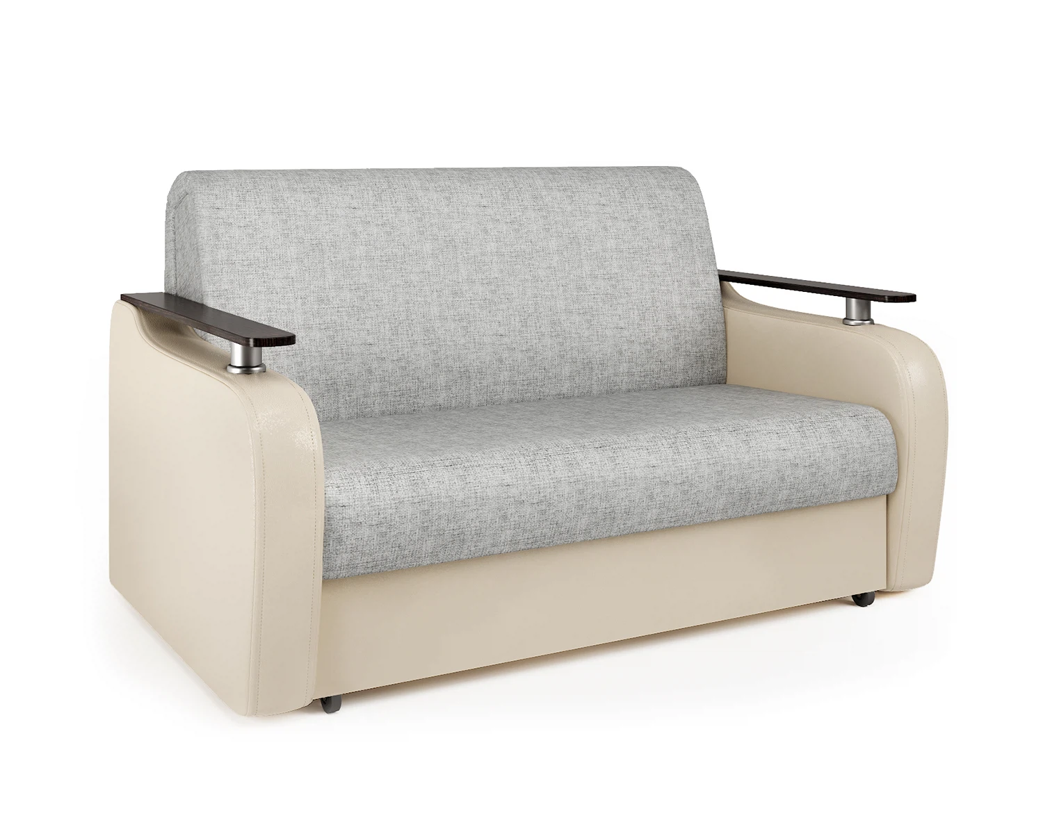 Изображение товара Диван аккордеон Гранд Д 140 экокожа беж и серый шенилл