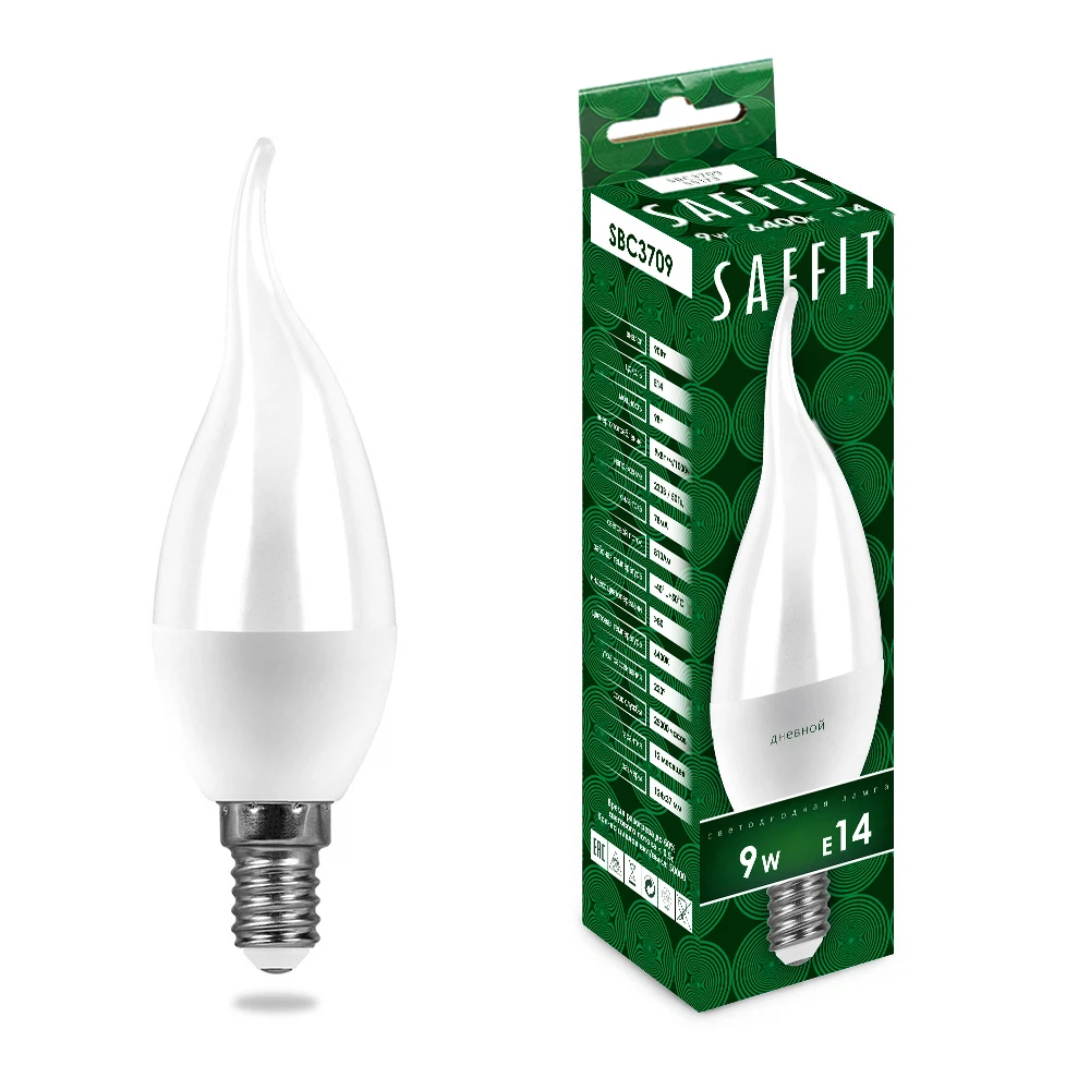 Изображение товара Светодиодная лампа SAFFIT SBC3709 свеча на ветру 9W холодный свет