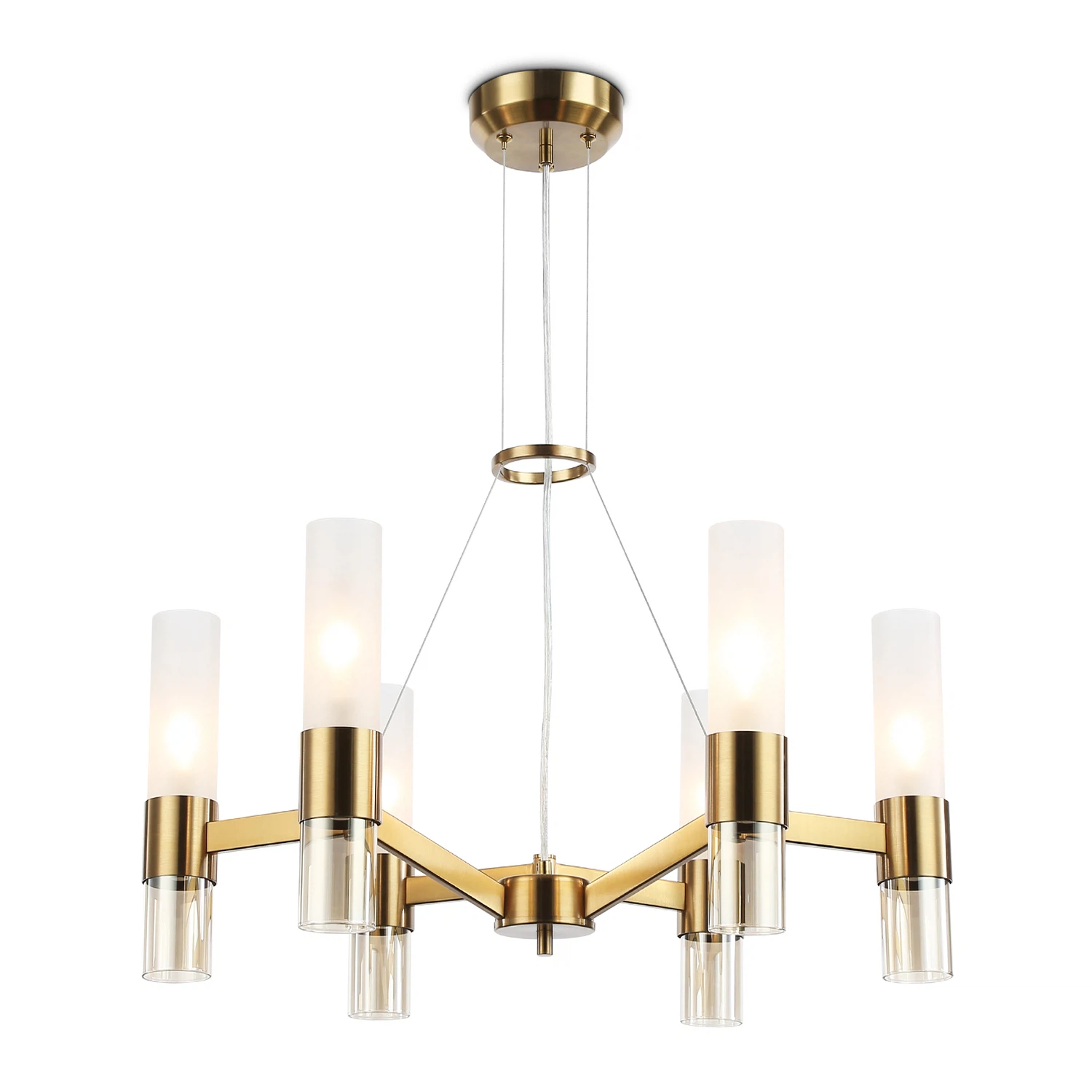 Изображение товара Светильник подвесной LH55114/6 AMBRELLA LIGHT латунь/белый матовый/янтарь E14*6 max 40W D650*1080