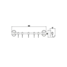 Полотенцедержатель классический с крючками РМС A5025 хром, металл, A5025