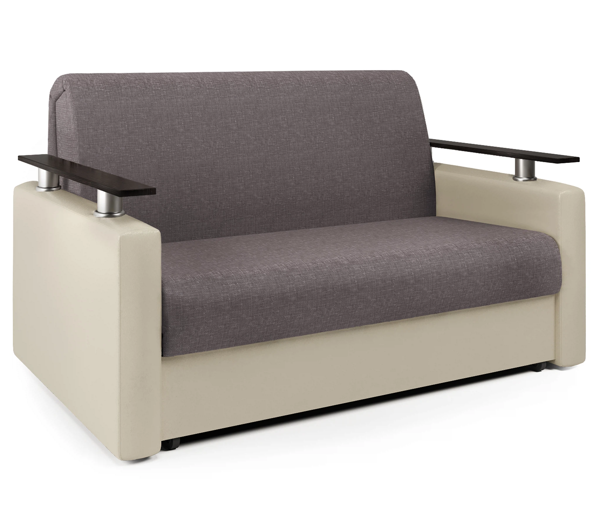 Изображение товара Диван-кровать Шарм 140 рогожка латте и экокожа беж