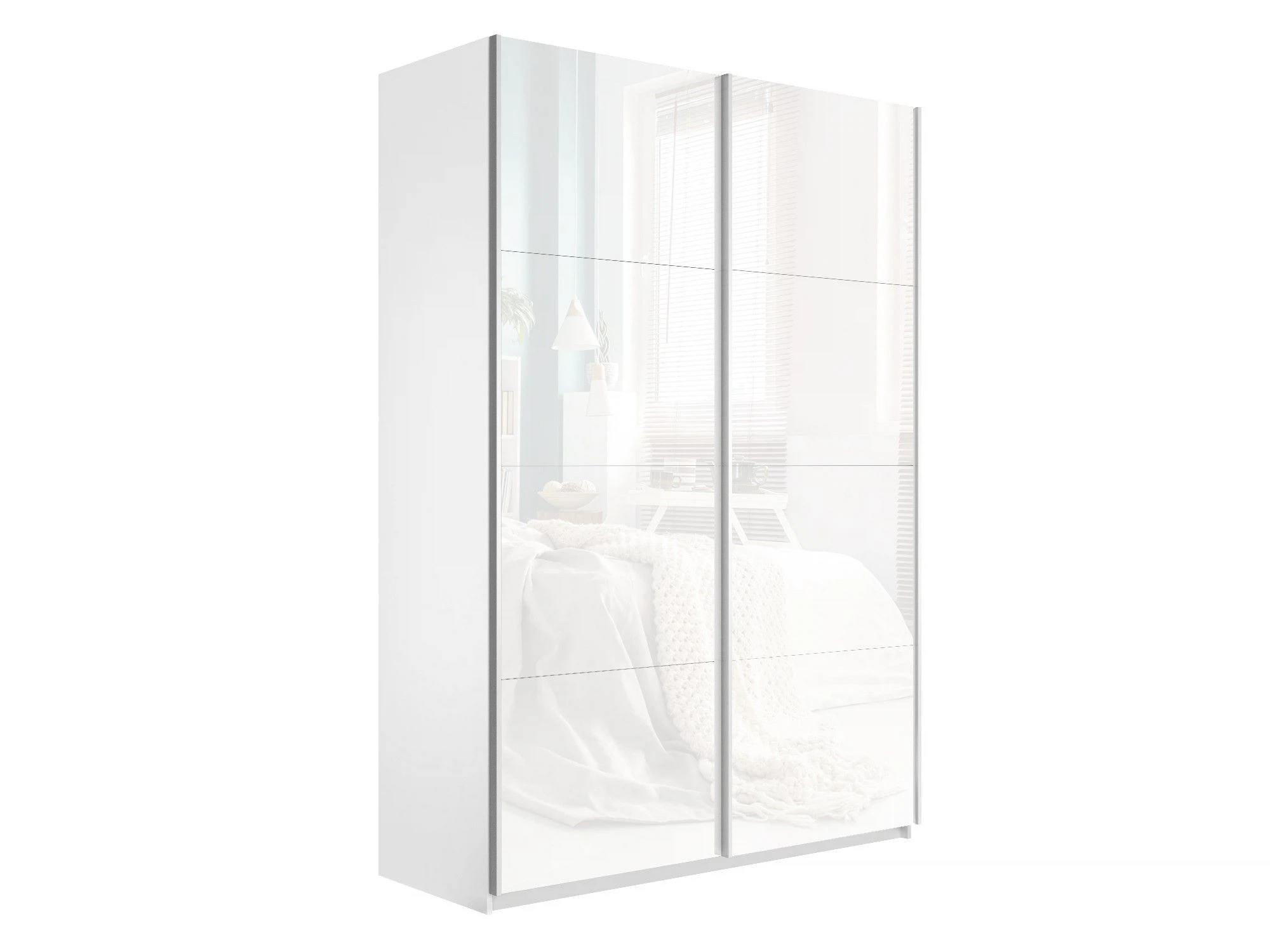 Изображение товара Шкаф-купе Прайм 2-х дверный с белыми стеклами 120x57x230 см