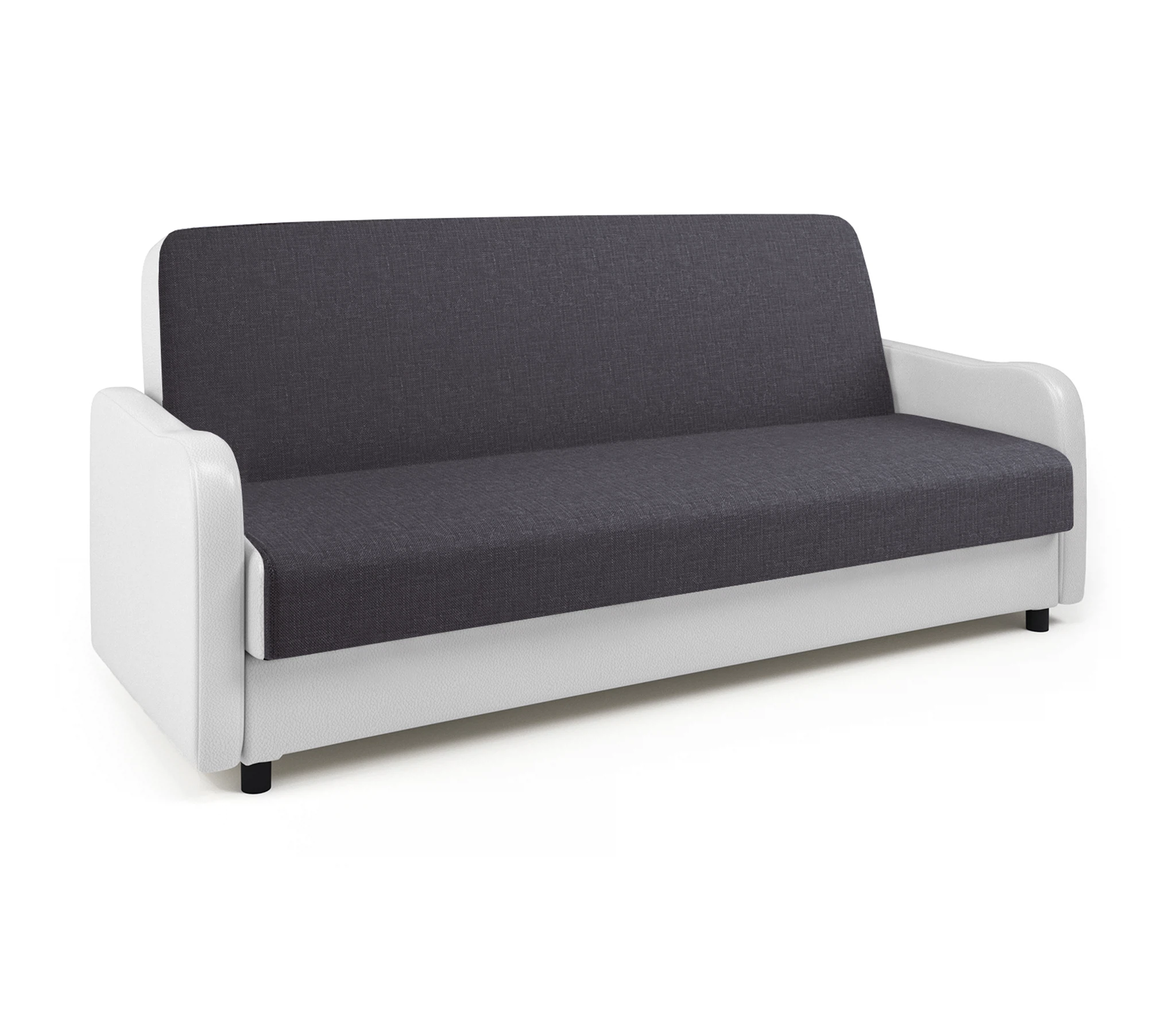 Изображение товара Диван-книжка Лига М с серой рогожкой и белой экокожей 190x120 см