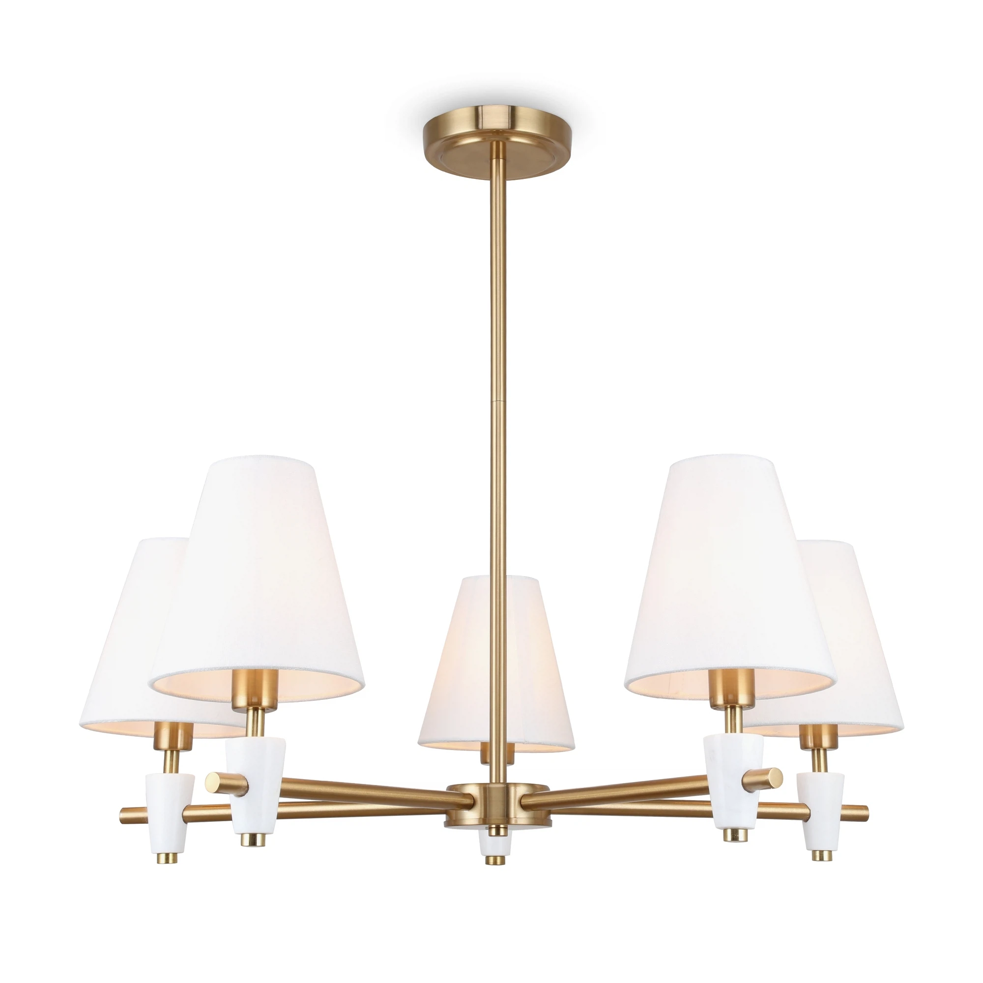 Изображение товара Люстра Freya Pietra FR5371CL-05BS с мраморными вставками и тканевыми плафонами