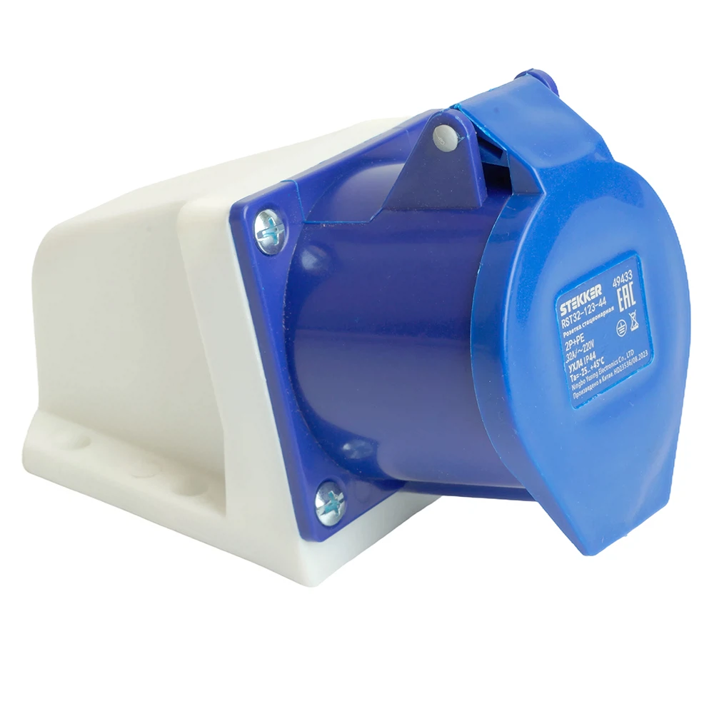 Изображение товара Розетка стационарная ST-123 32А 220В 2P+PE IP44, RST32-123-44, RST32-123-44, Stekker Изображение товара Розетка стационарная ST-123 32А 220В 2P+PE IP44, RST32-123-44, RST32-123-44, Stekker