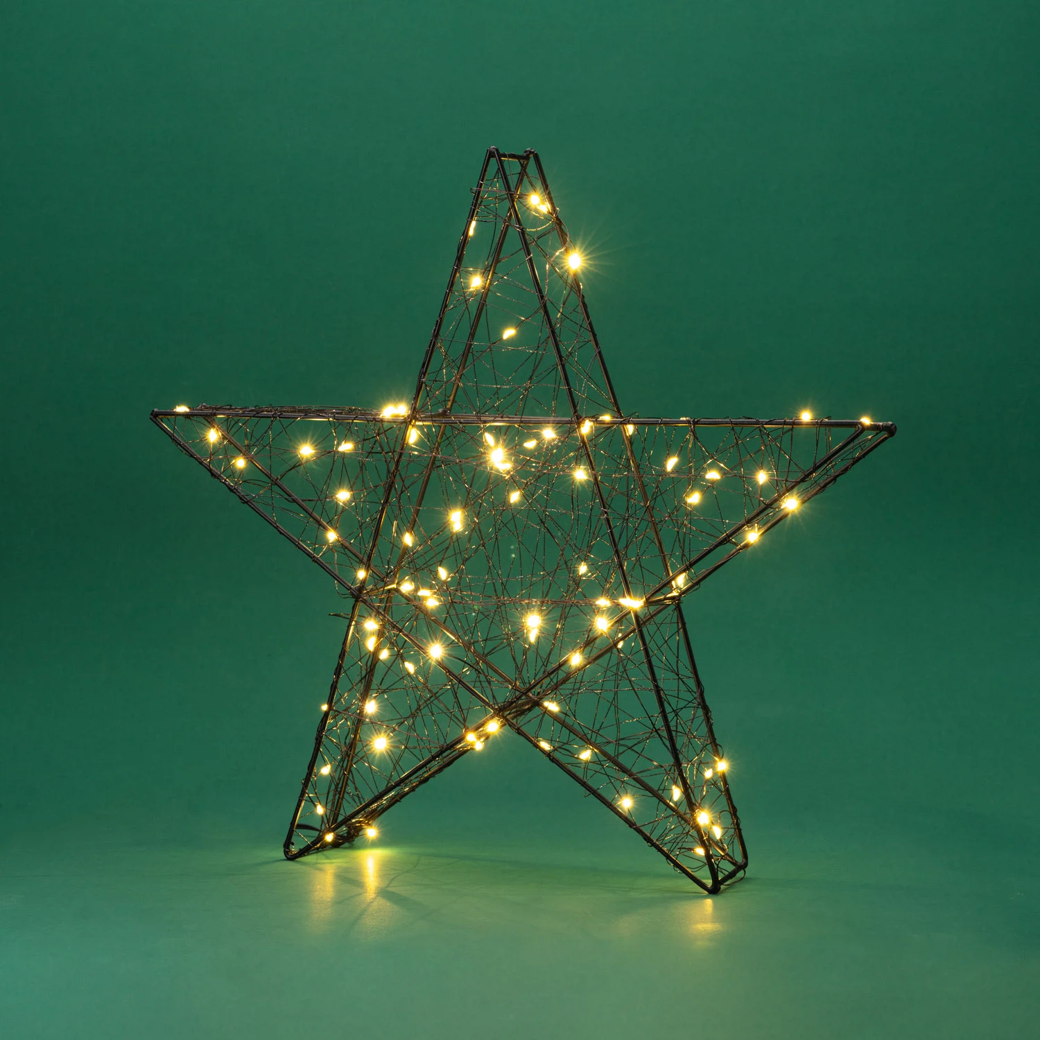 Изображение товара Металлическая 3D-звезда 35 см с теплым белым свечением, декоративная фигура