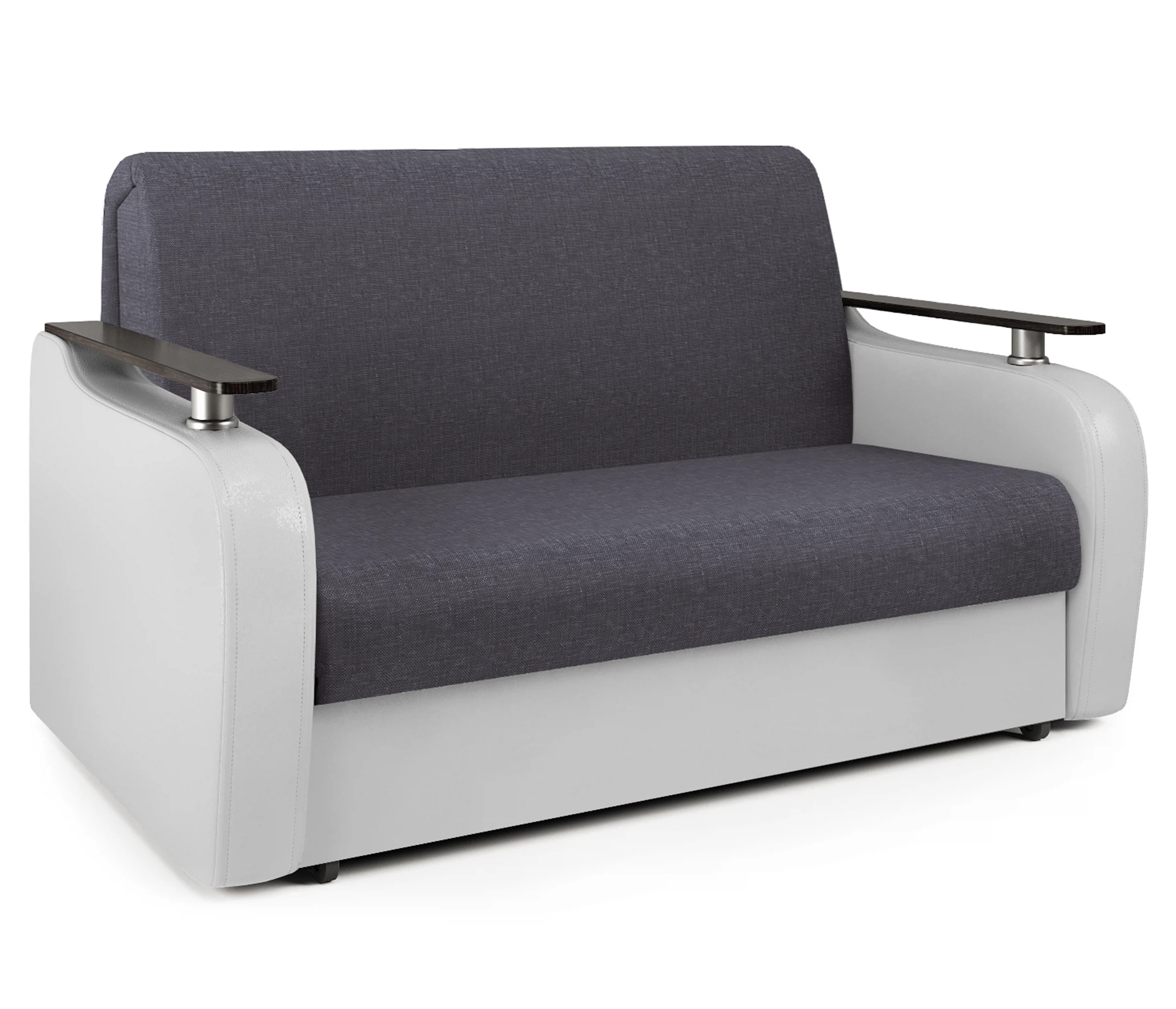 Изображение товара Диван аккордеон Гранд Д 140 серая рогожка и экокожа белая