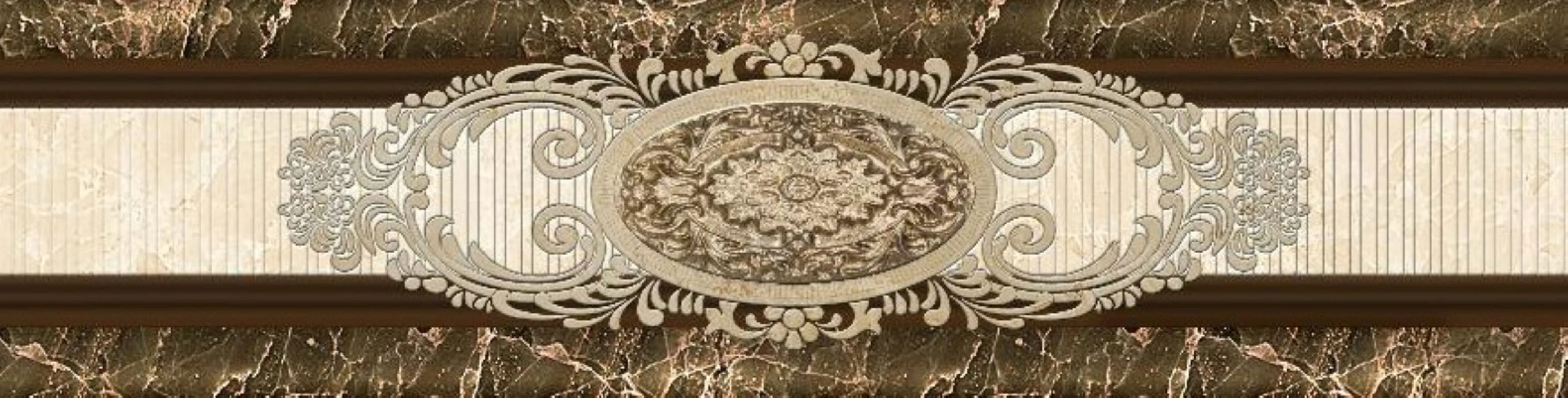 Изображение товара Бордюр керамический настенный Eurotile Hermitage 282 30*8,5см., Бежевый