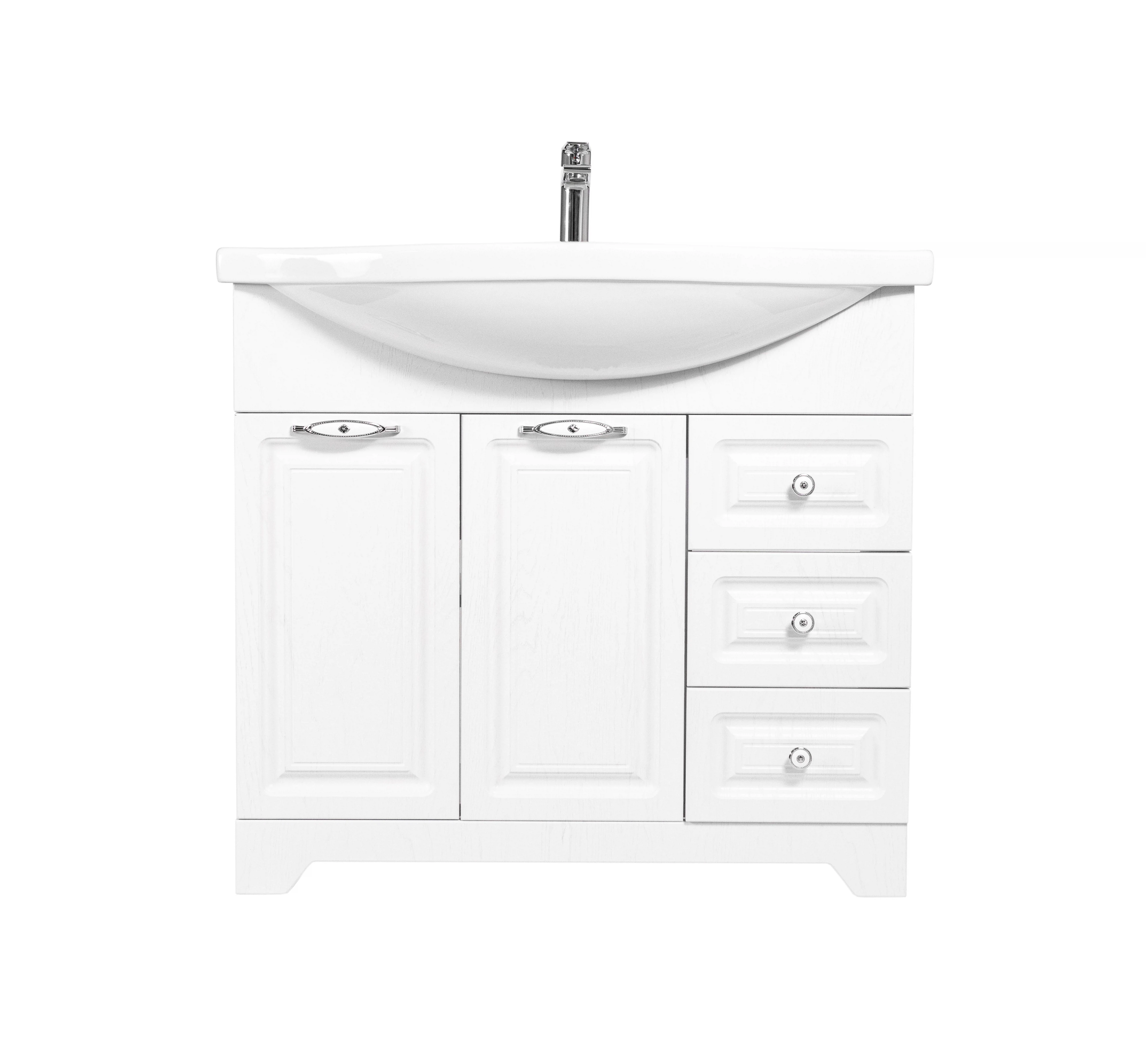 Изображение товара Тумба напольная Stella Polar "Кармела 90", Люкс белое серебро, Эльбрус 90, SP-00002029