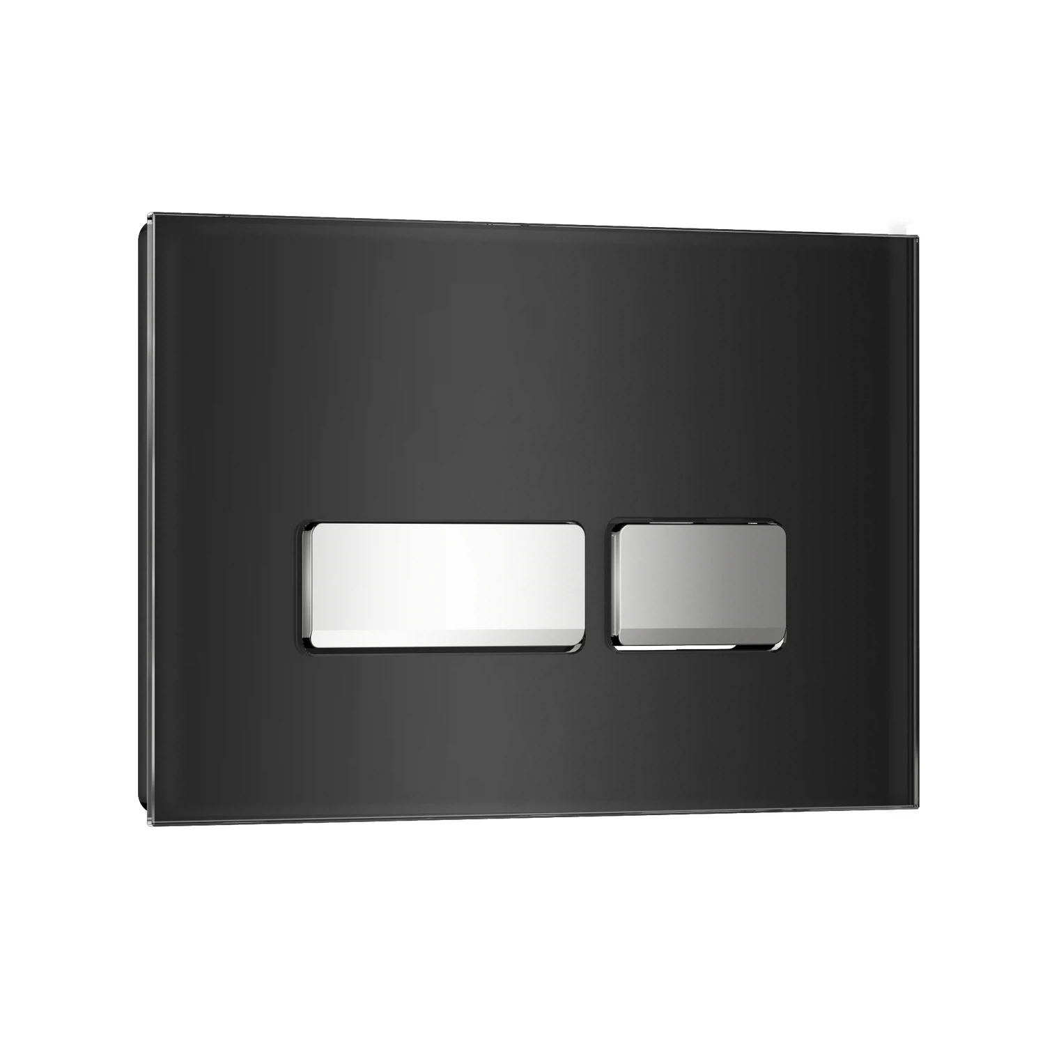 Изображение товара Кнопка смыва WAVE E2 glass универсальная ЧЕРНАЯ/ХРОМ СТЕКЛО прямоугольная