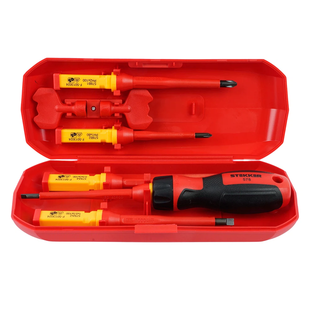 Изображение товара Отвертка VDE со сменными битами до 1000В, 8 предметов STLS005