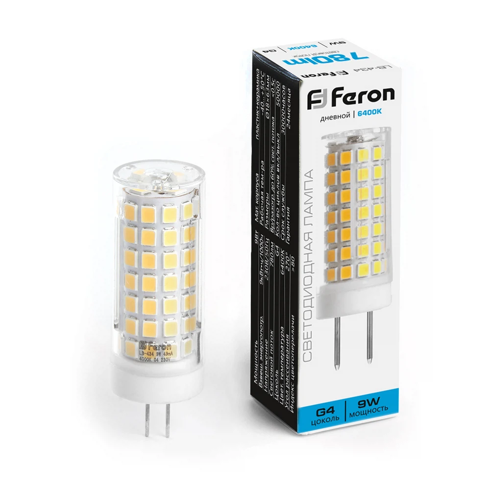 Изображение товара Лампа светодиодная Feron LB-434 G4 9W 175-265V 6400K