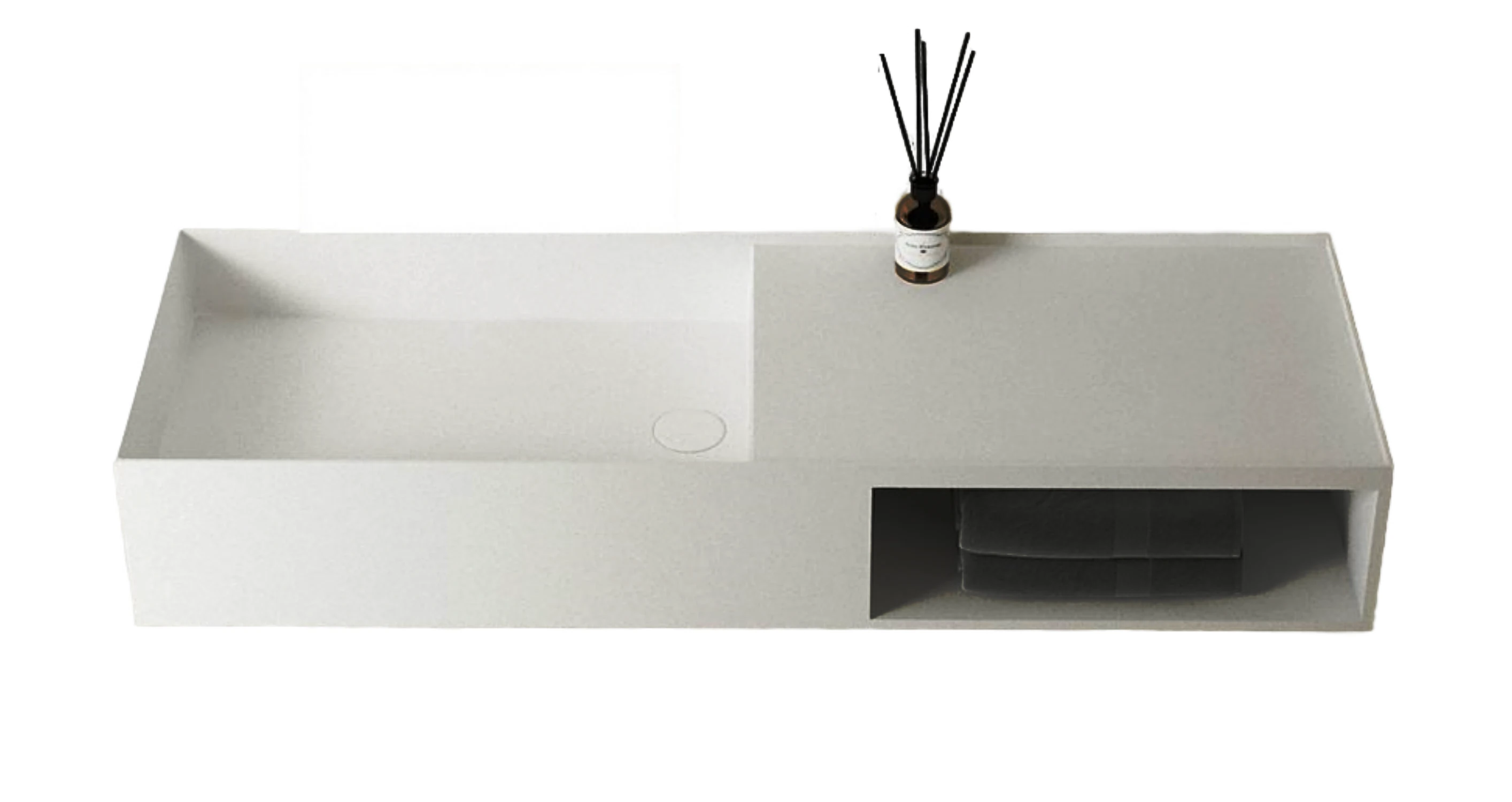 Изображение товара Rаковина Vincea VWB-6S180MW подвесная белая матовая прямоугольная чаша слева