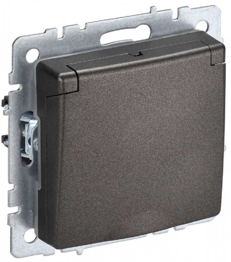 Изображение товара Розетка IEK BRITE BASE 1-м бронза с заземлением 16А IP20 с защитными шторками